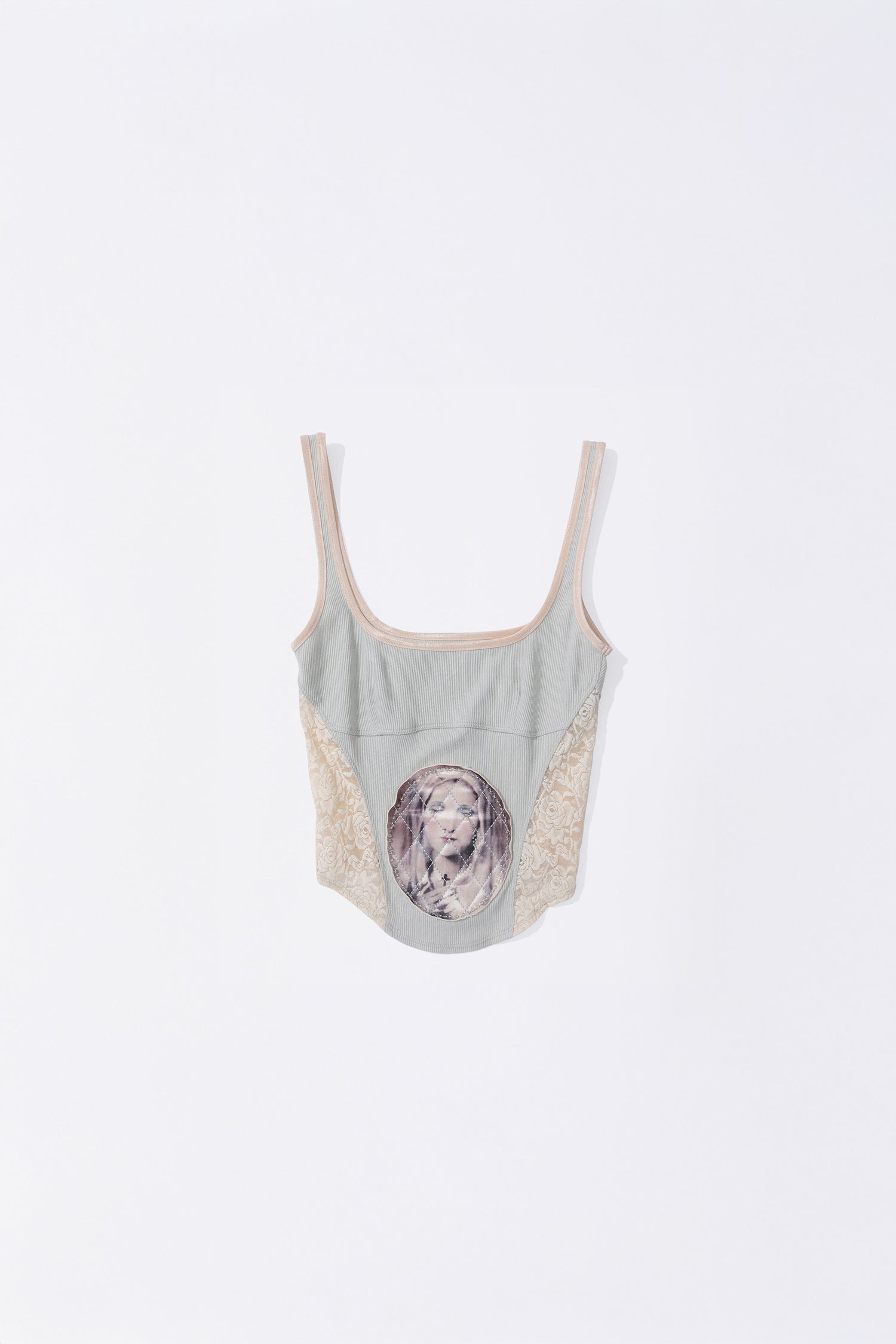 Beaded Maria Top Pale Gray
