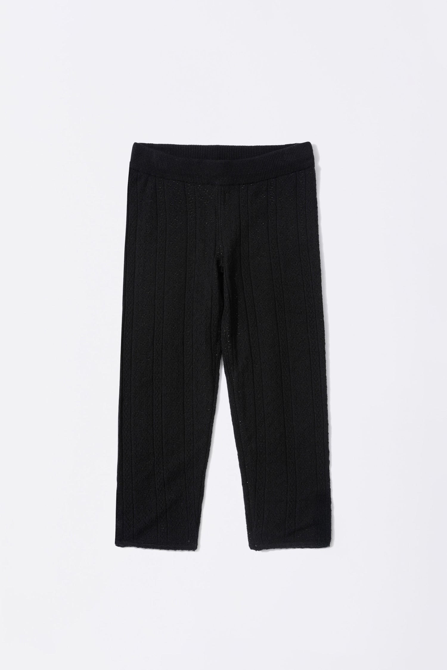 Eyelet Knit Capri Pants Black