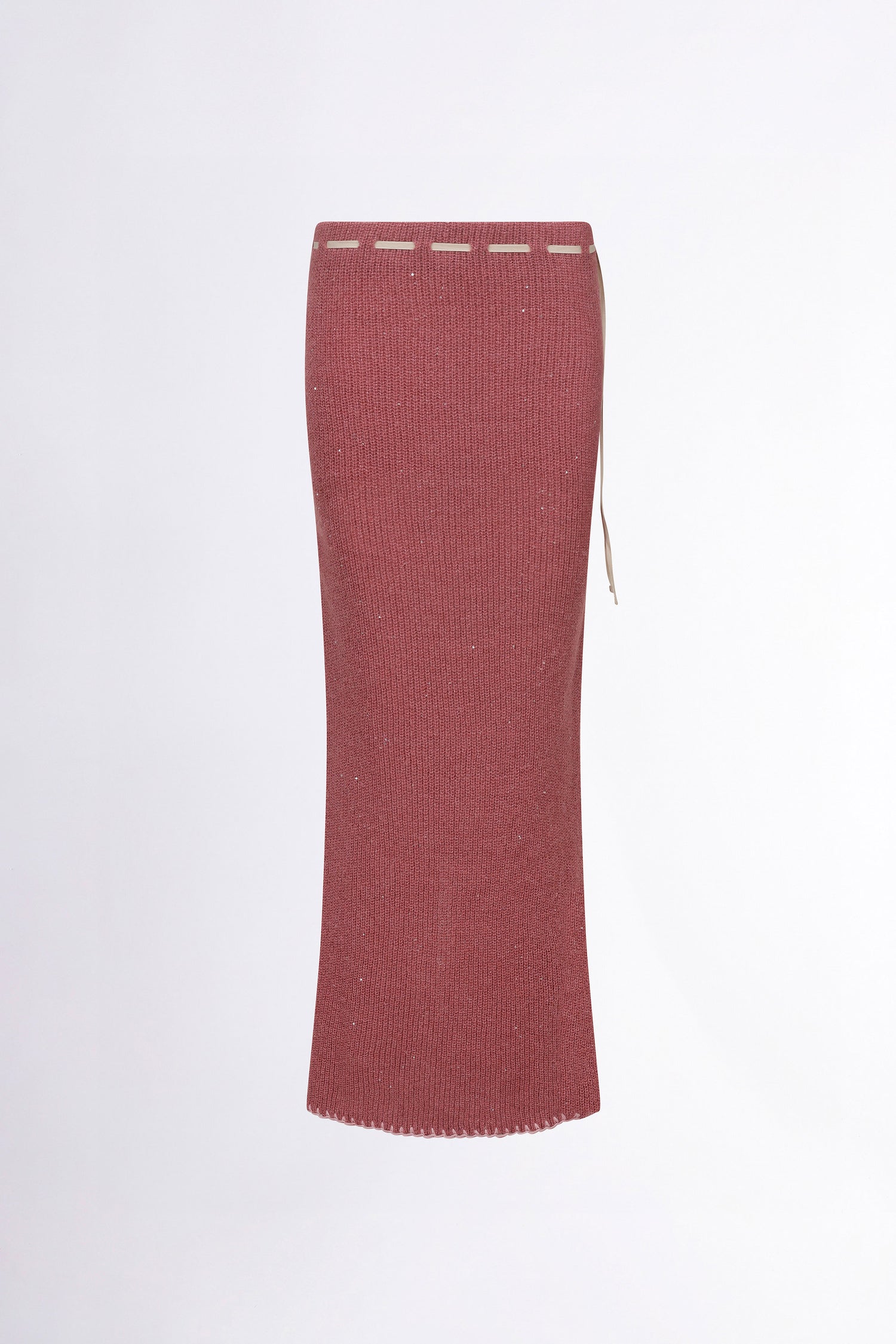 Sequin Maxi Wool Skirt Fuchsia