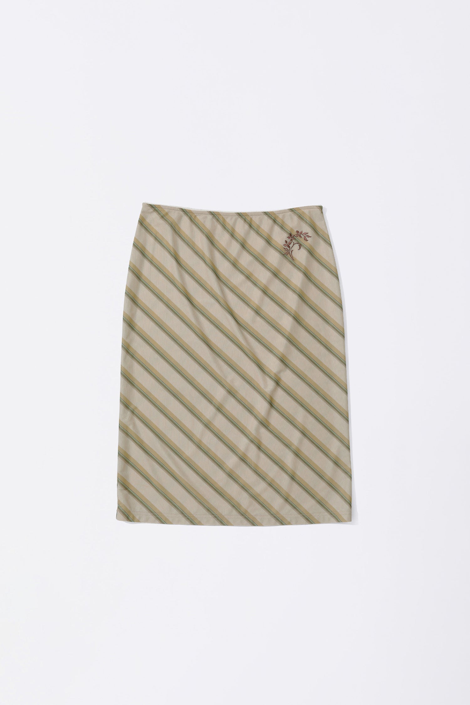 Mesh Stripe Midi Skirt Beige