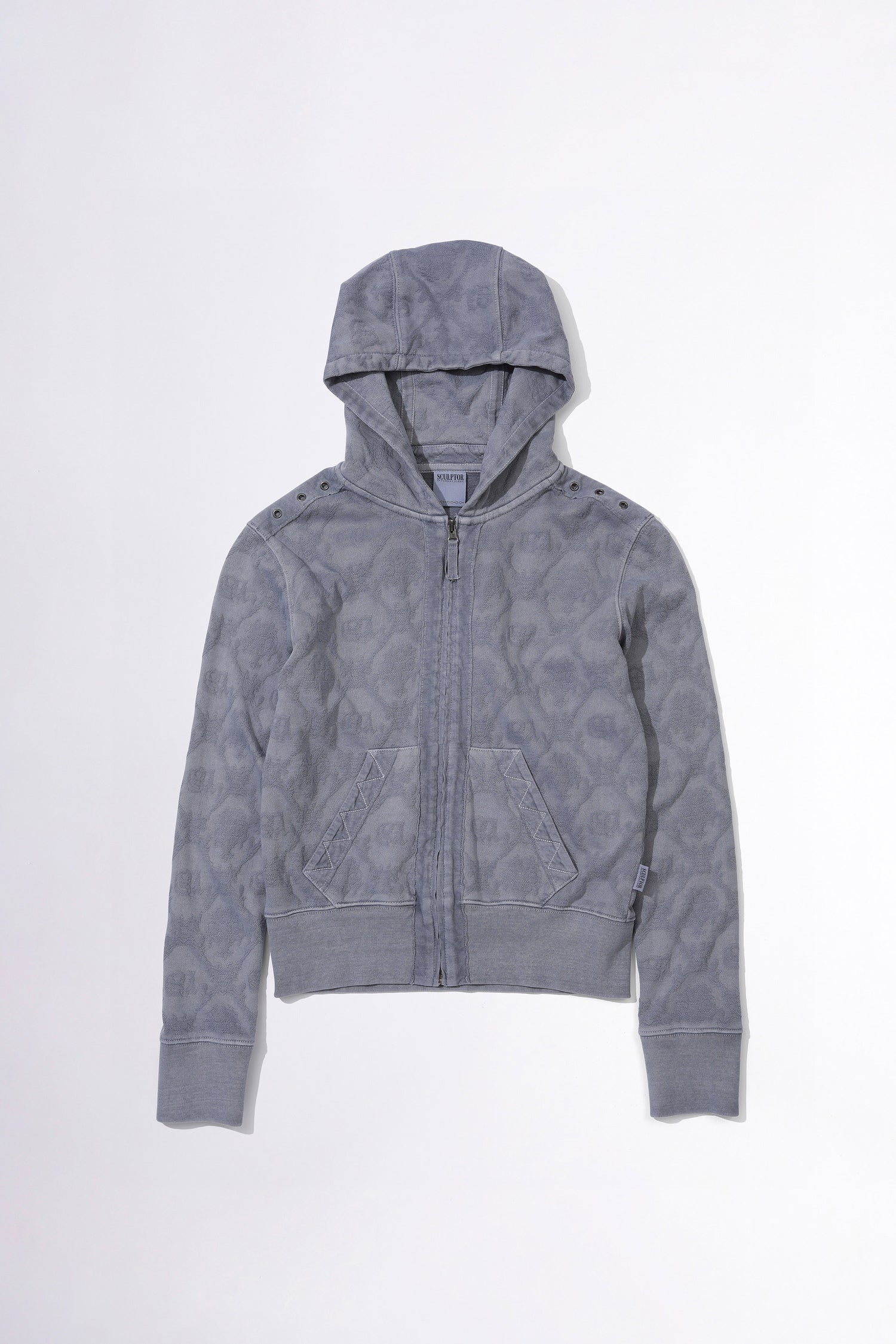 Jacquard Hoodie Zip-Up Dusty Blue