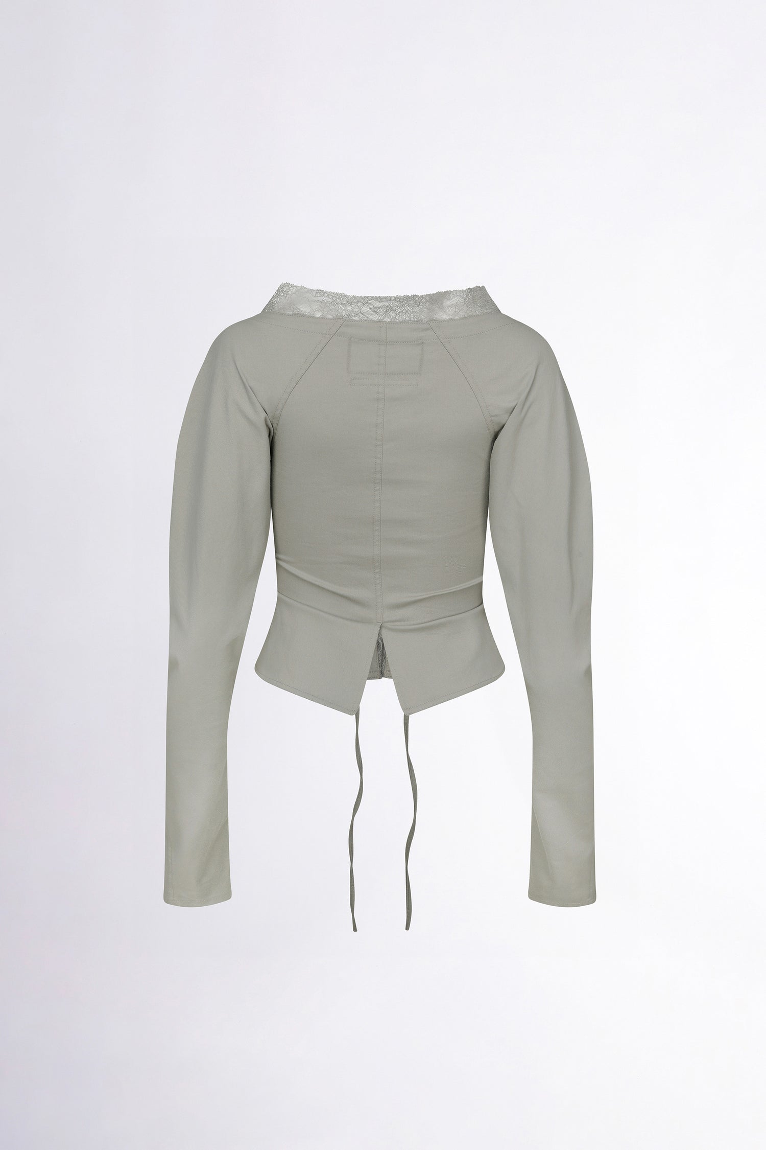 Layered Lace Up Blouse Pale Sage