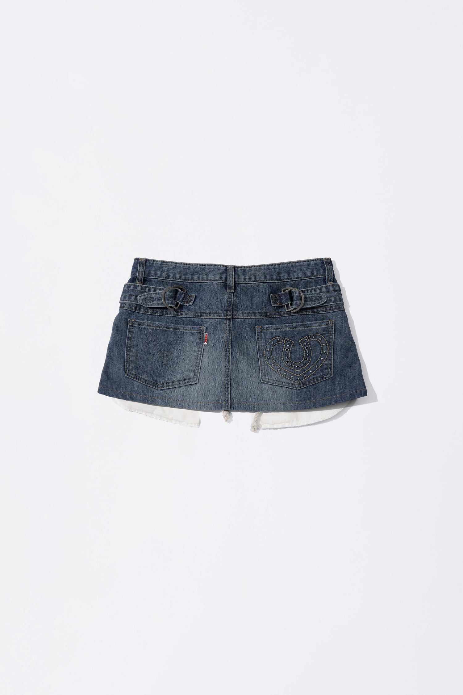 Apron Layered Mini Skirt Mid Blue