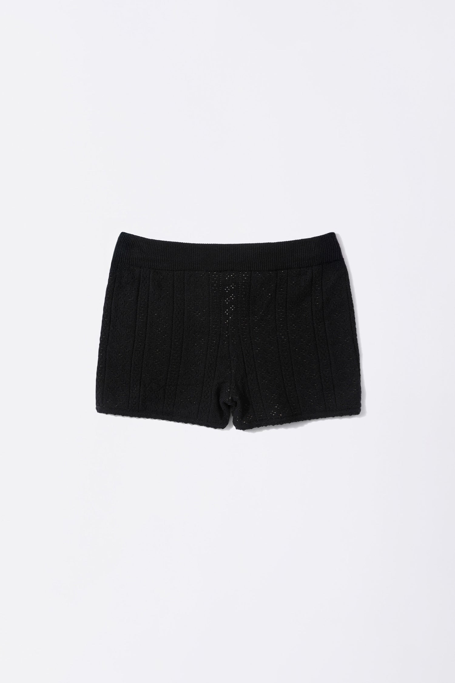 Eyelet Knit Shorts Black