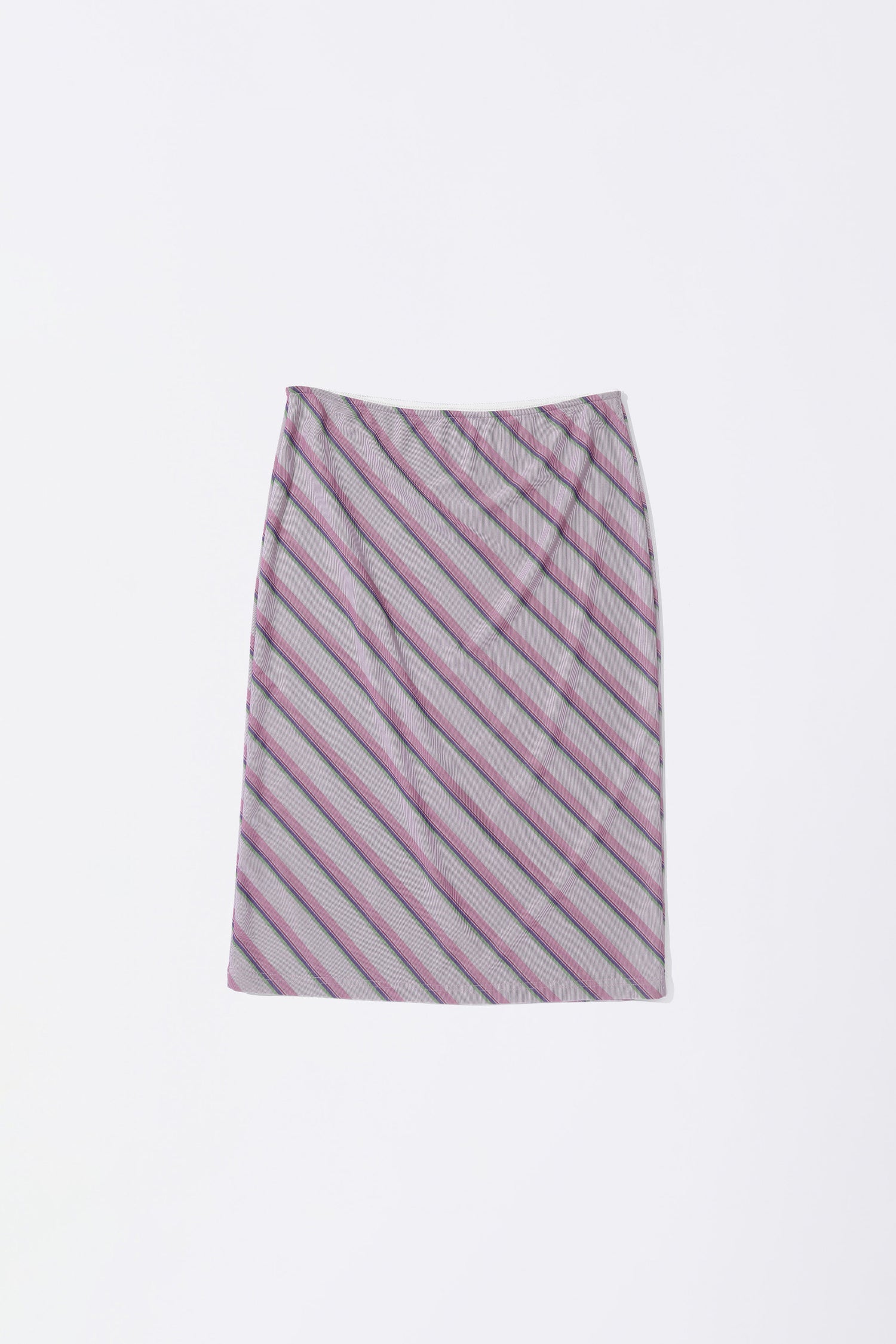Mesh Stripe Midi Skirt Baby Pink