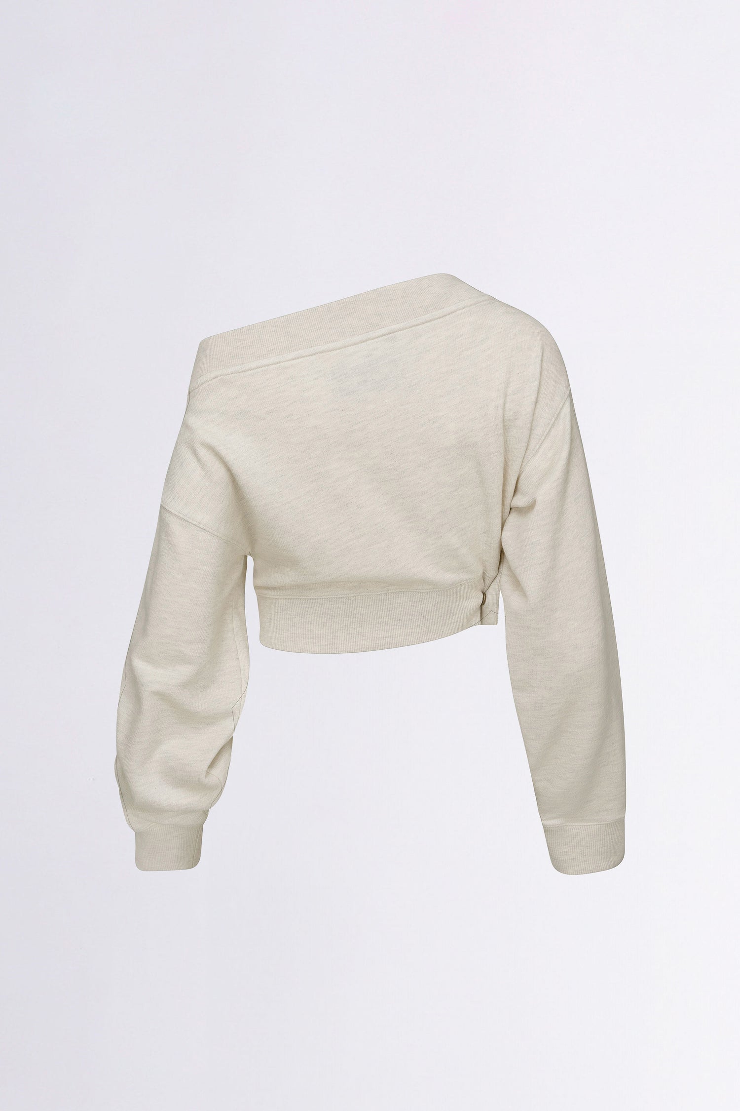 Off-Shoulder Cropped Sweatshirt White Melange
