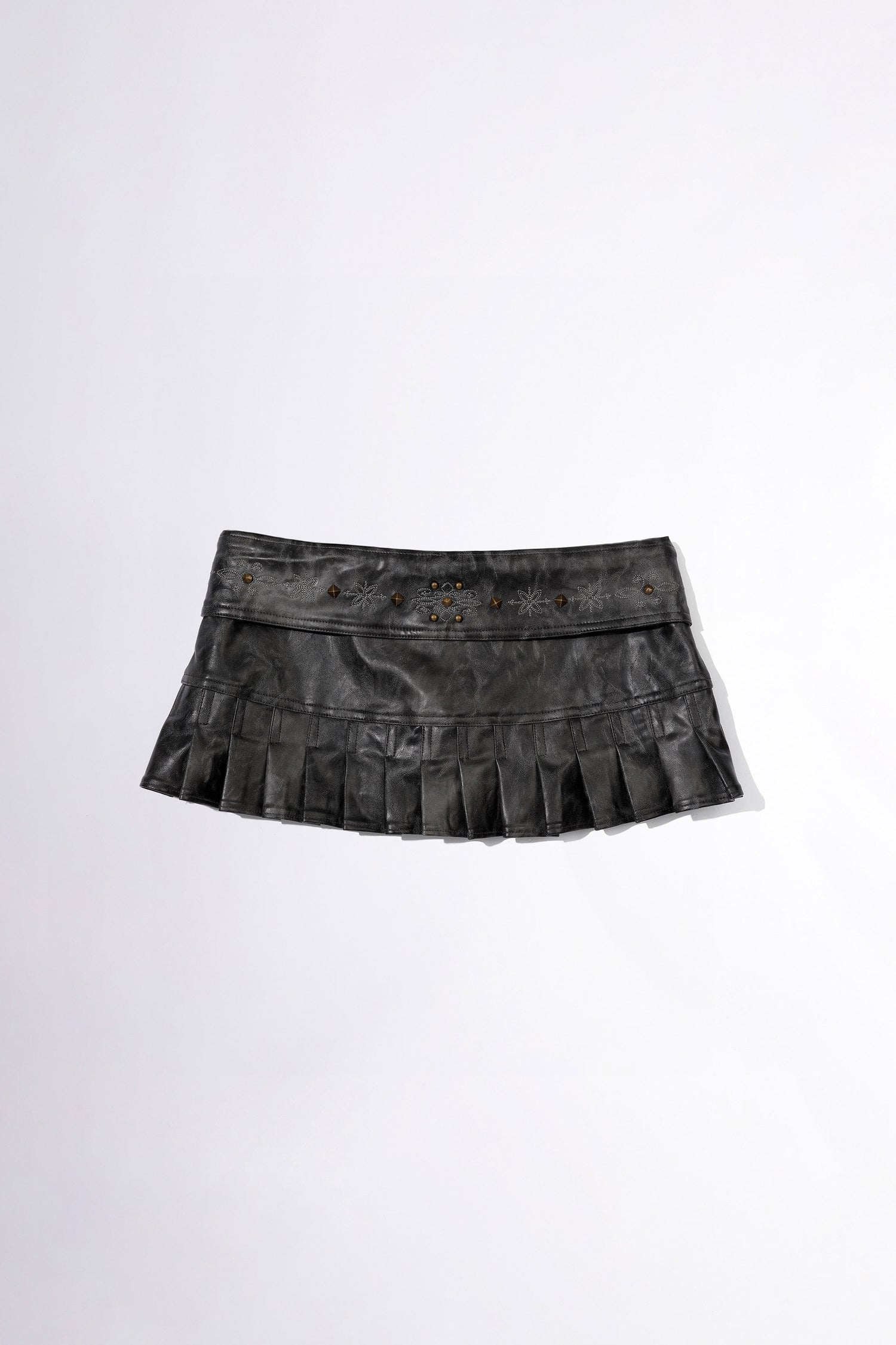 Western Faux Leather Micro Skirt Black