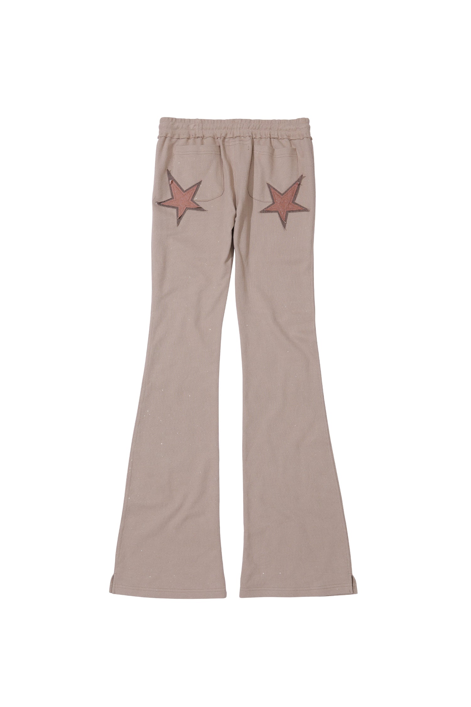 Glitter Boots Cut Sweatpants Beige