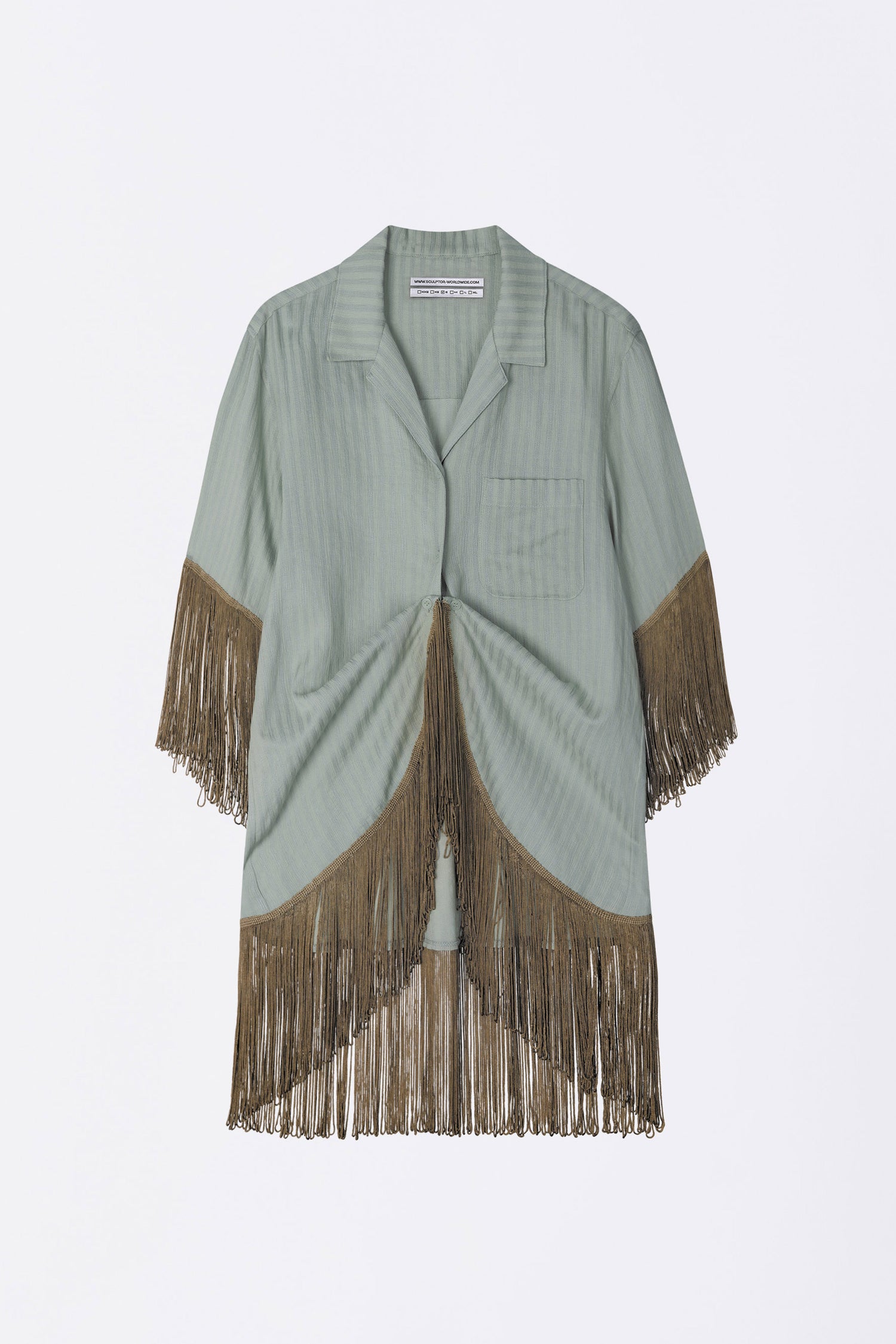 Boho Hawaiian Shirt Misty Stripe