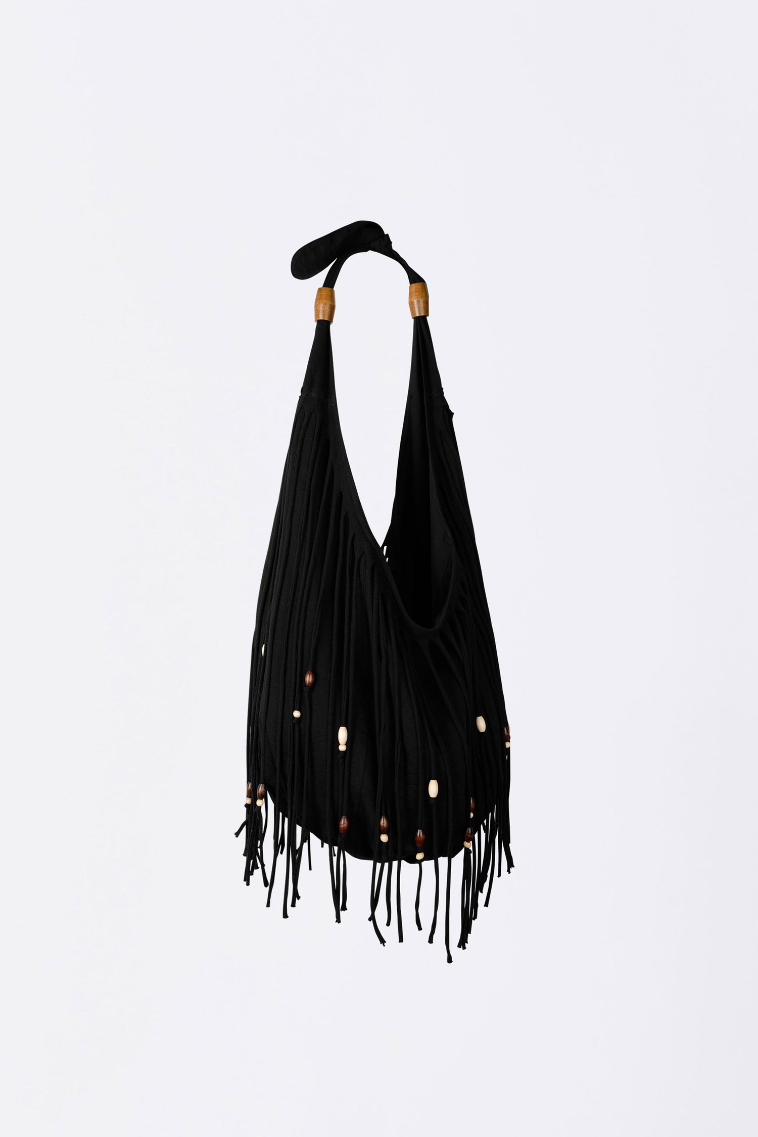 Shaggy Fringe Market Bag Black