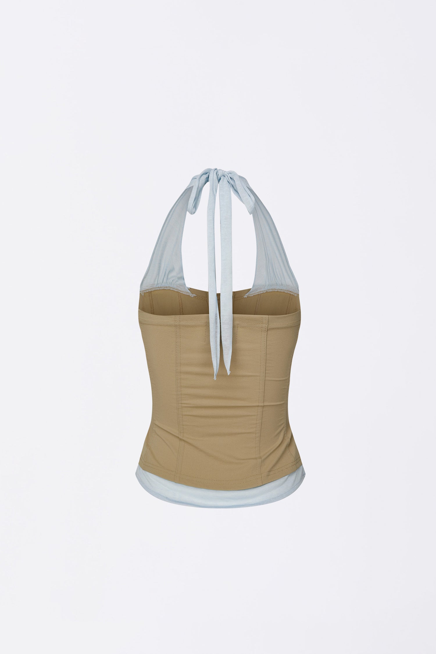 Farm Corset Halter Top Beige/Sky Blue