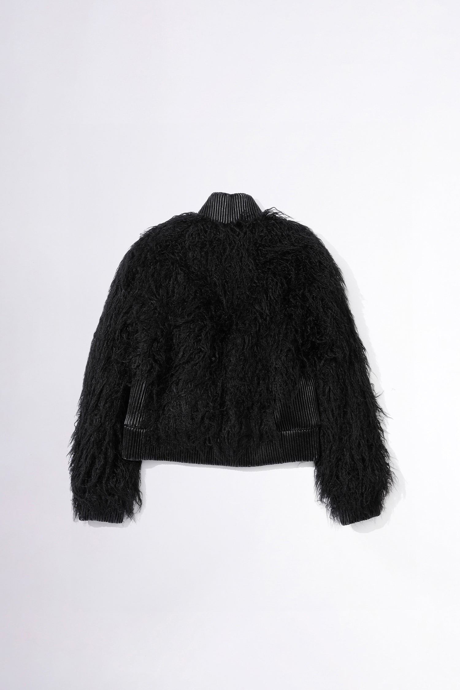 Faux Mongolian Shearling Jacket Black