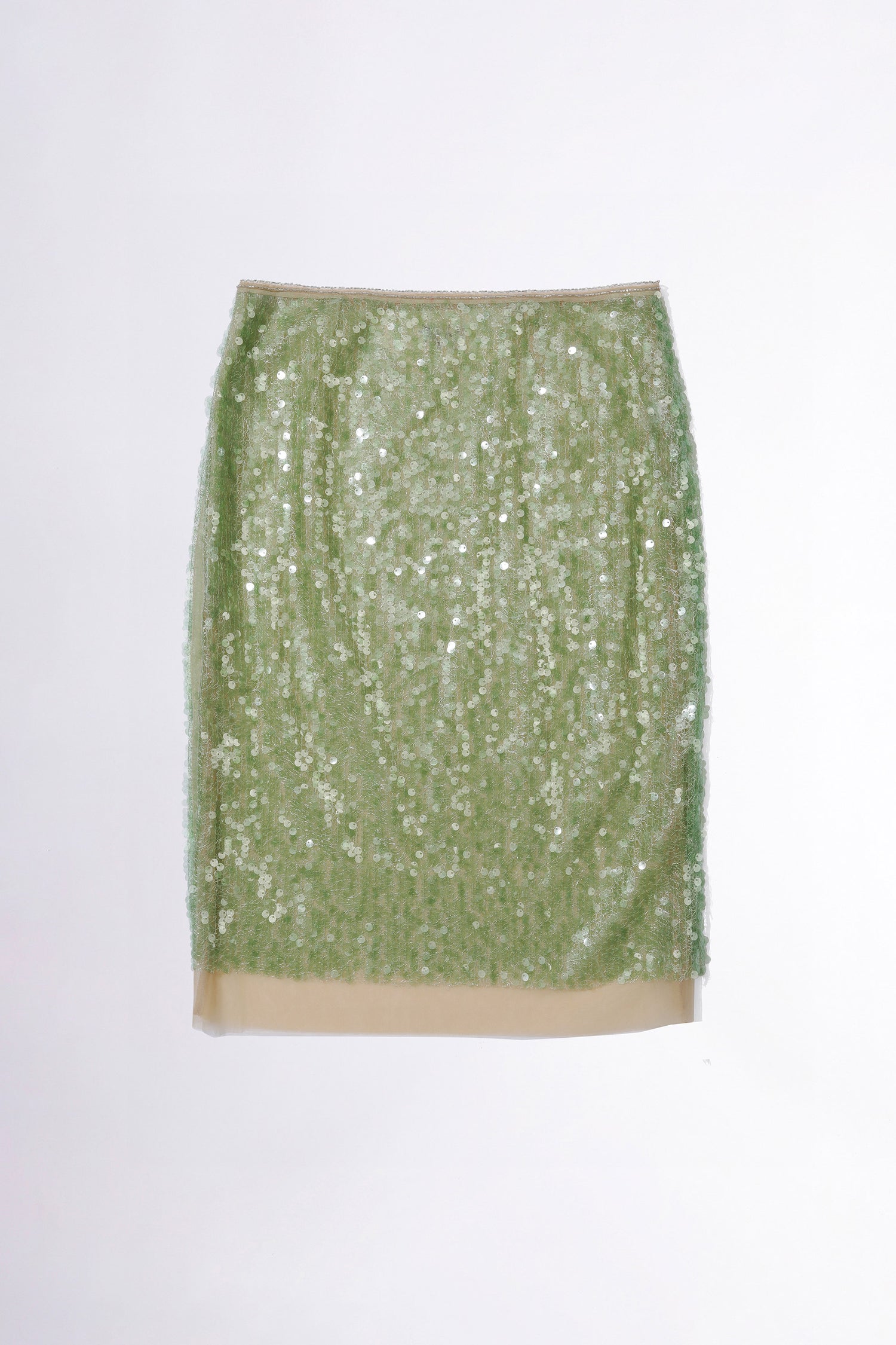Sequin Midi Skirt Green