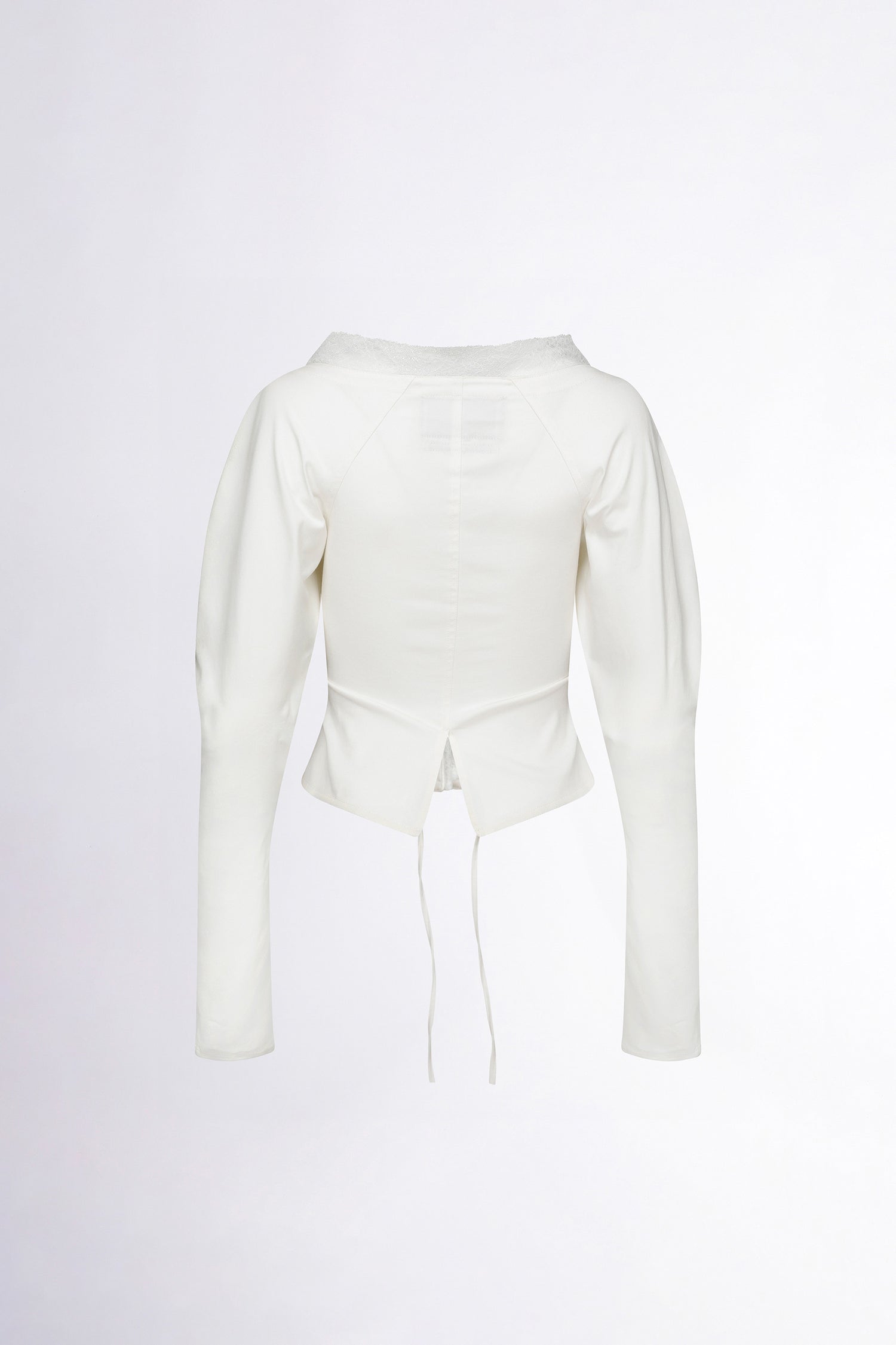 Layered Lace Up Blouse Ivory