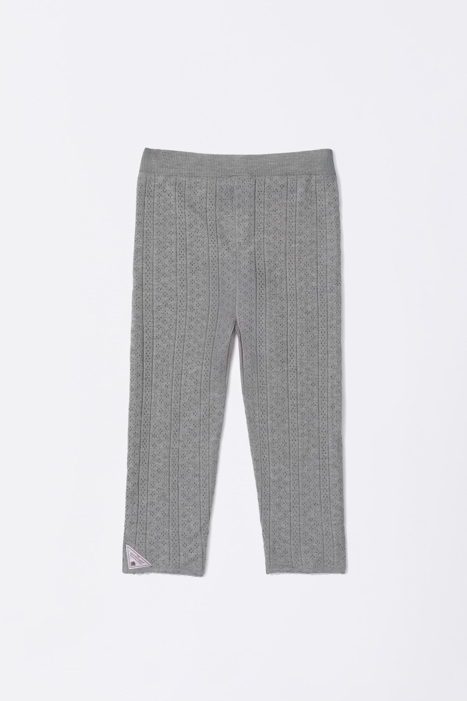Eyelet Knit Capri Pants Melange Gray