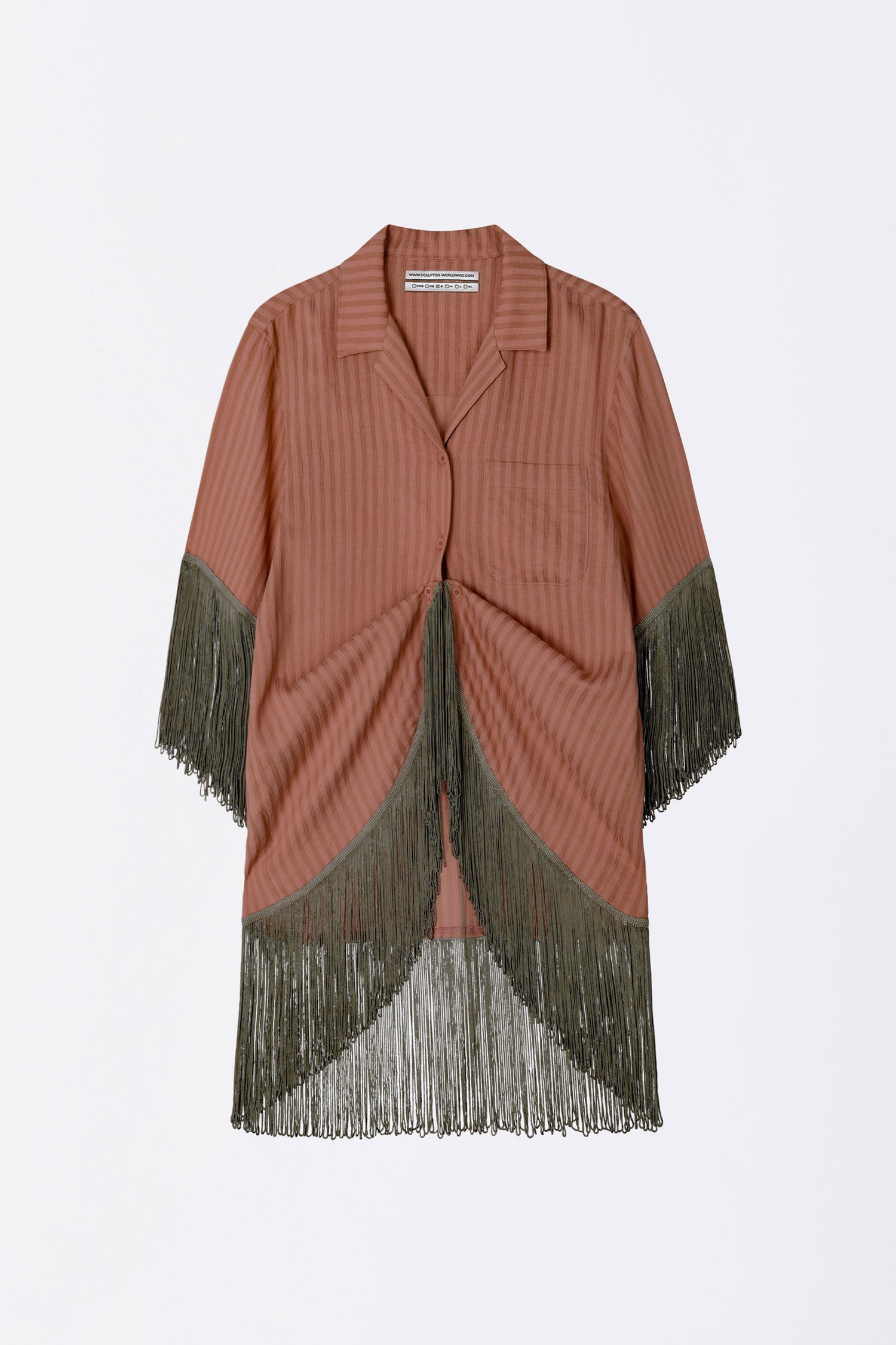 Boho Hawaiian Shirt Brown Stripe