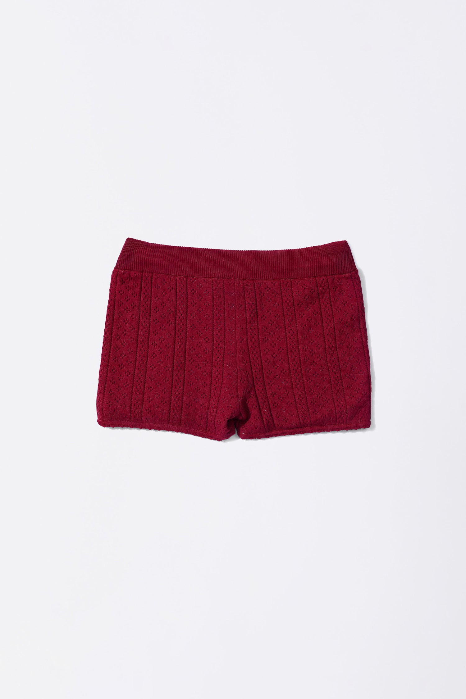 Eyelet Knit Shorts Red