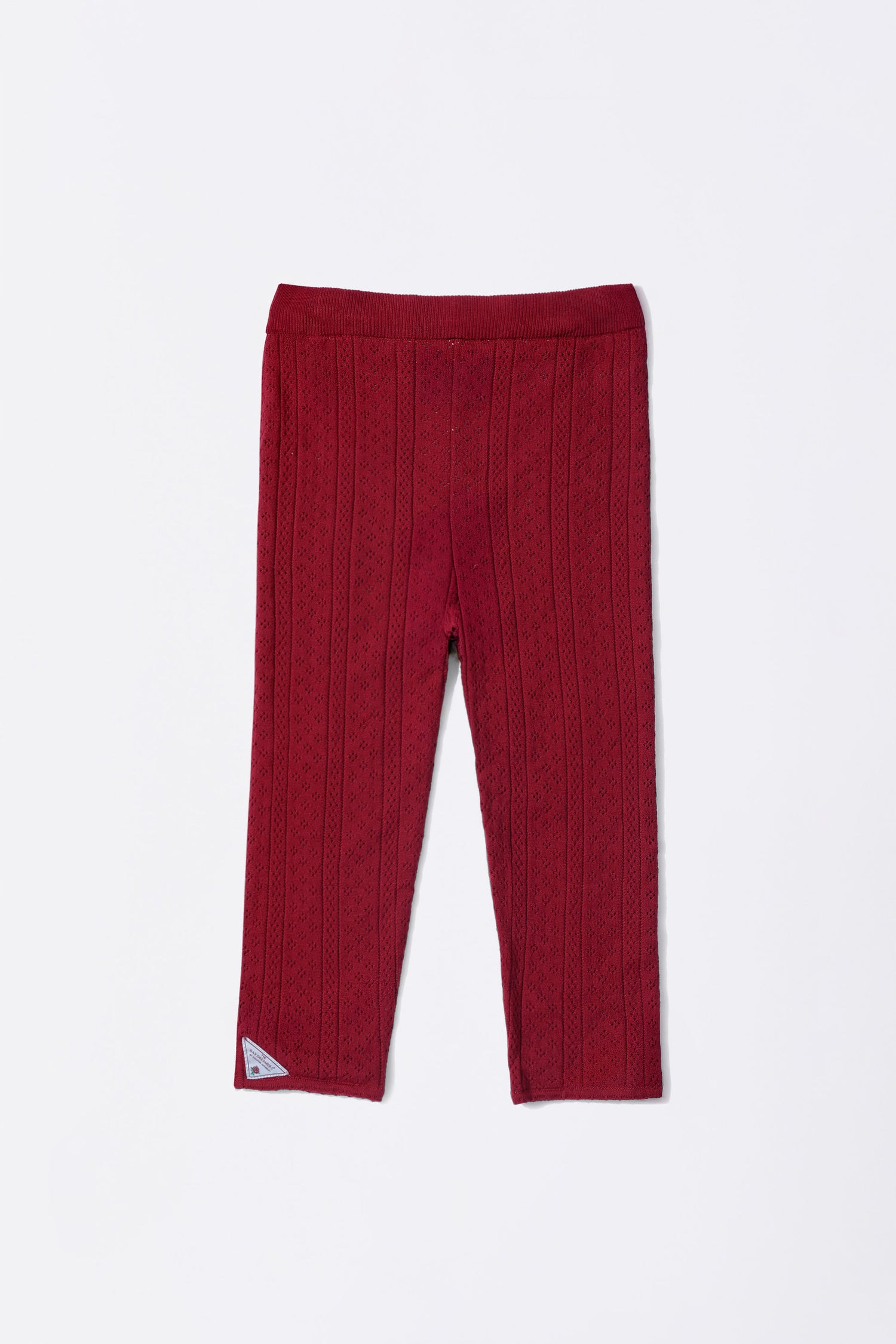 Eyelet Knit Capri Pants Red