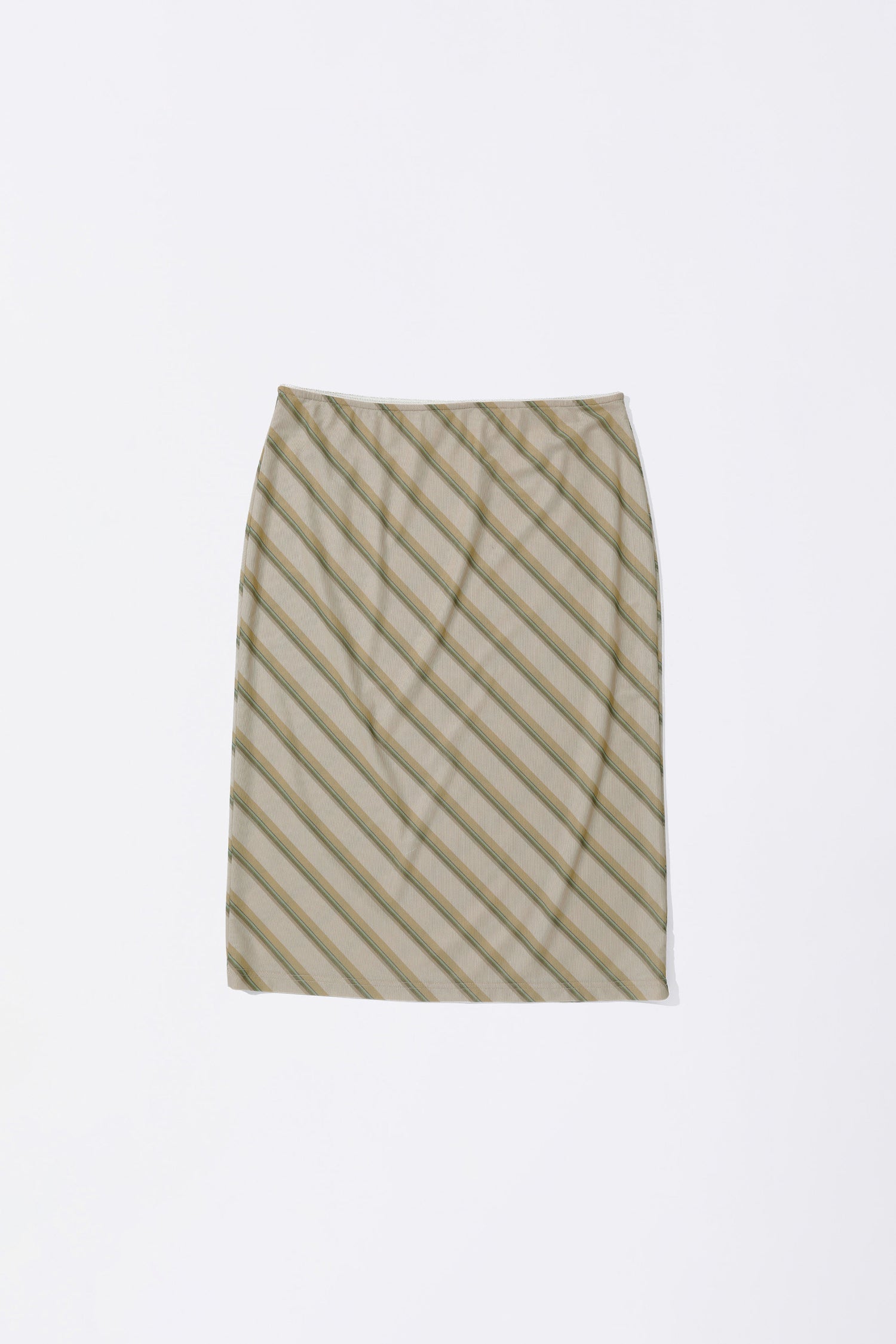 Mesh Stripe Midi Skirt Beige