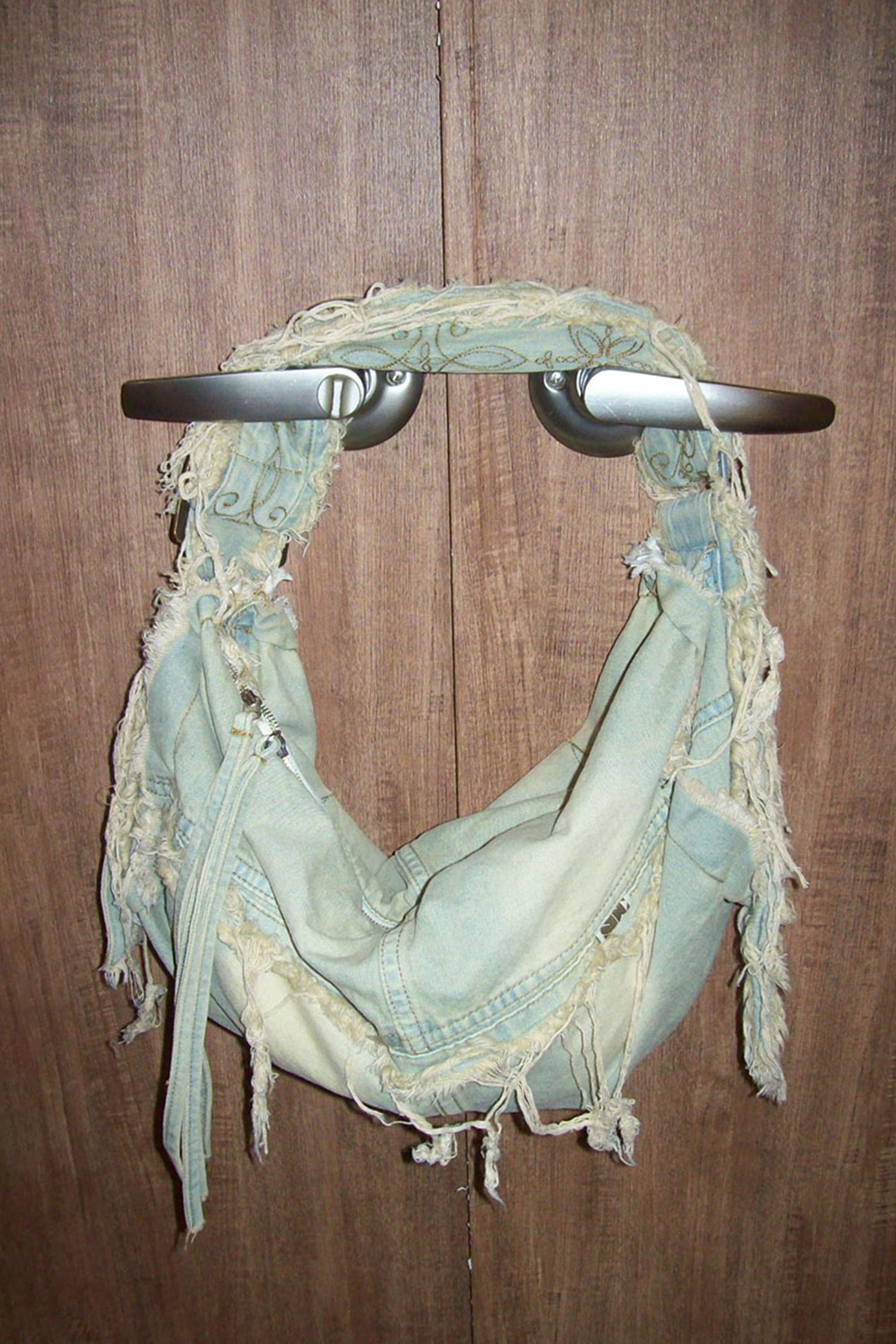 Destroyed Denim Duffel Bag Vintage Ice