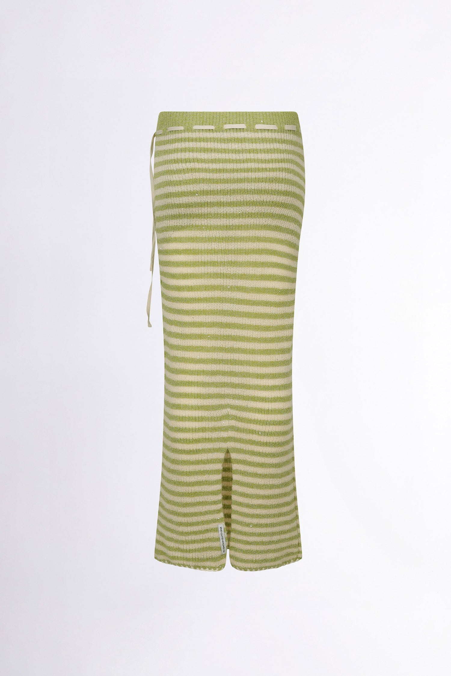 Sequin Maxi Wool Skirt Lime