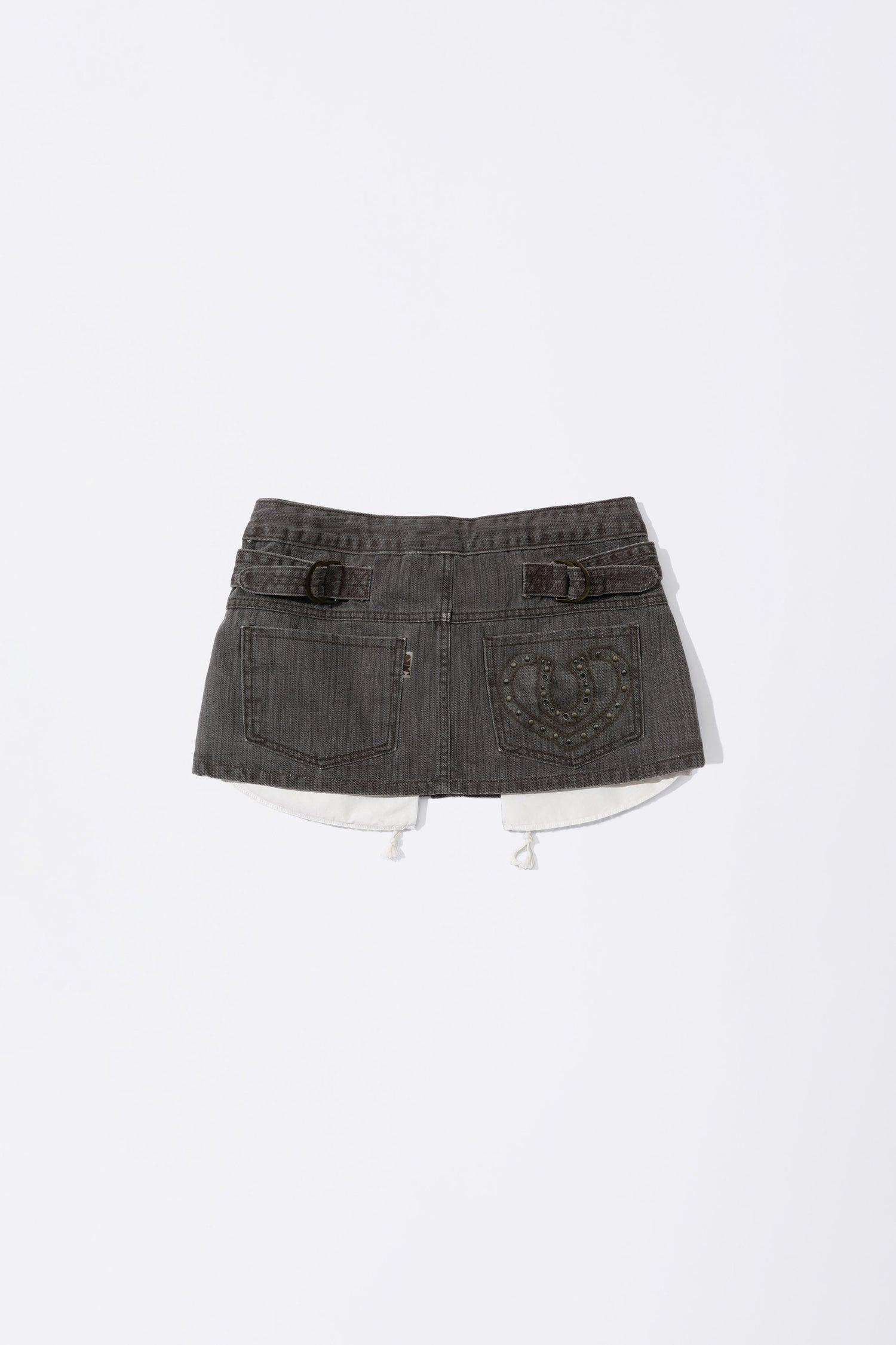 Apron Layered Mini Skirt Charcoal