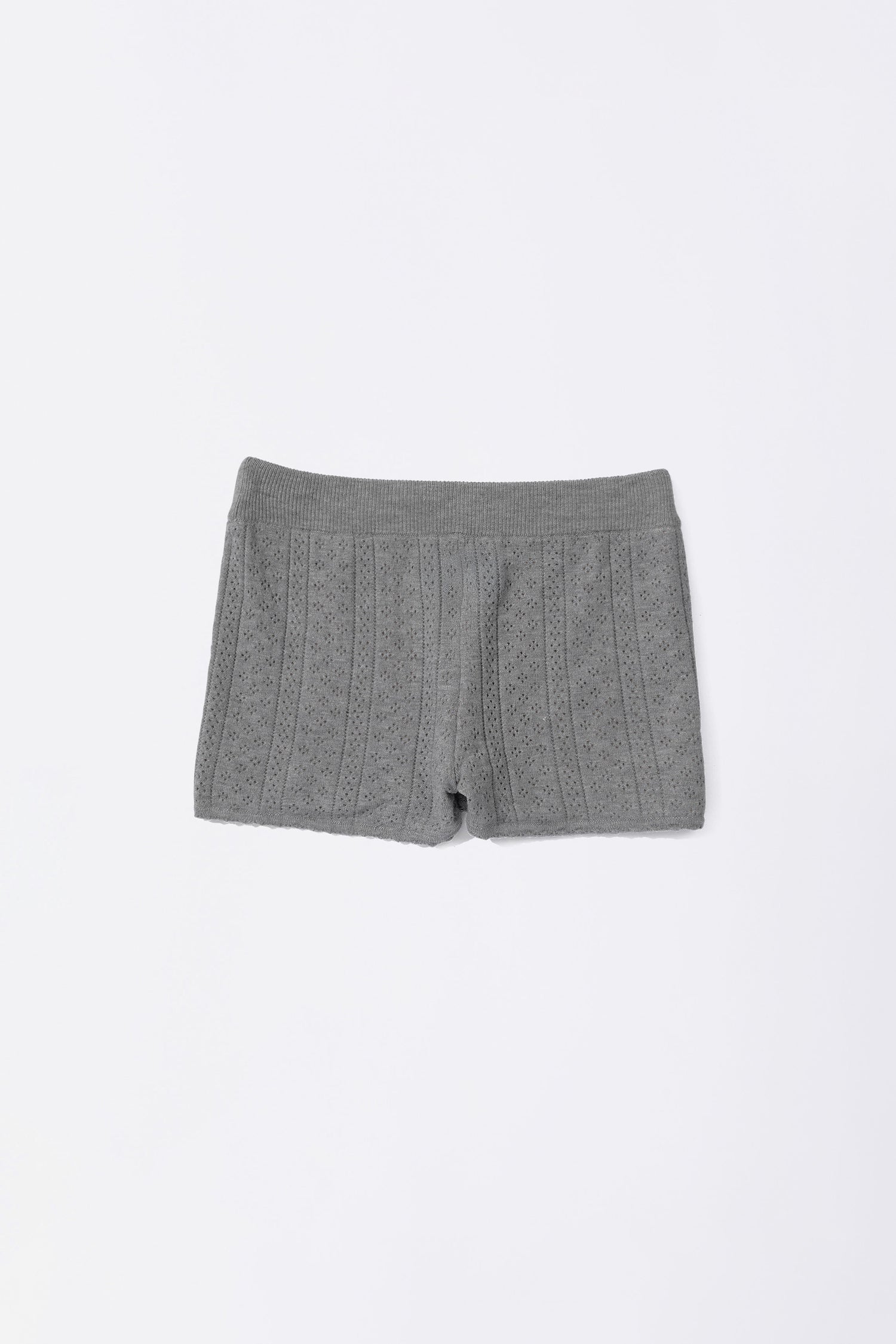 Eyelet Knit Shorts Melange Gray