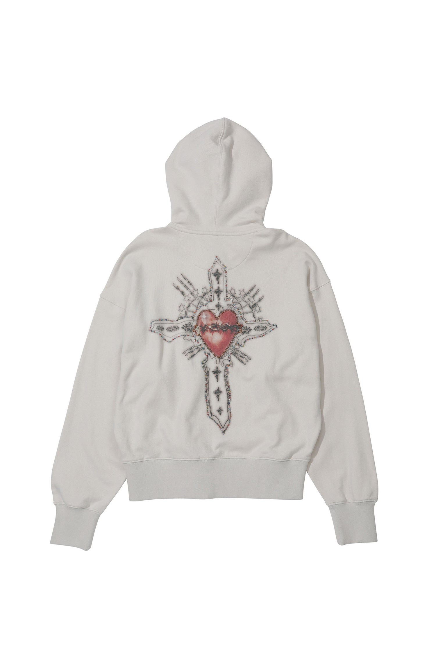 Beaded Saint Hoodie Zip-Up Dirty White