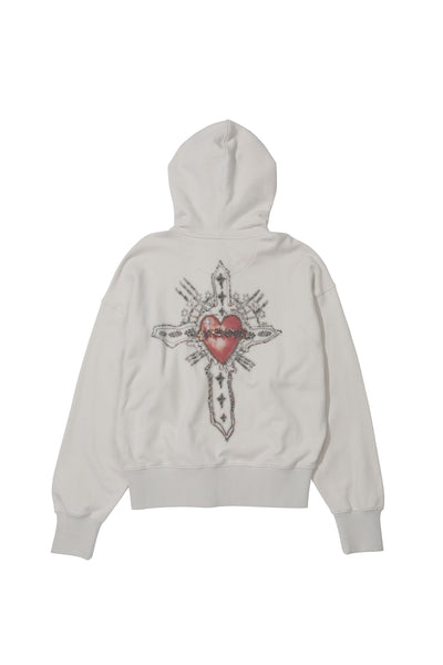 トップス SCULPTOR Beaded Saint Hoodie Zip-Up Beaded Saint Hoodie Zip-Up Dirty White – Sculptor