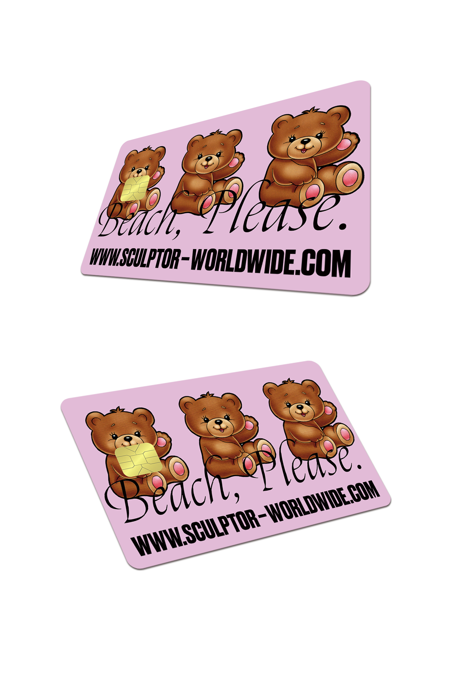 Beach Bear Card Sticker Pink