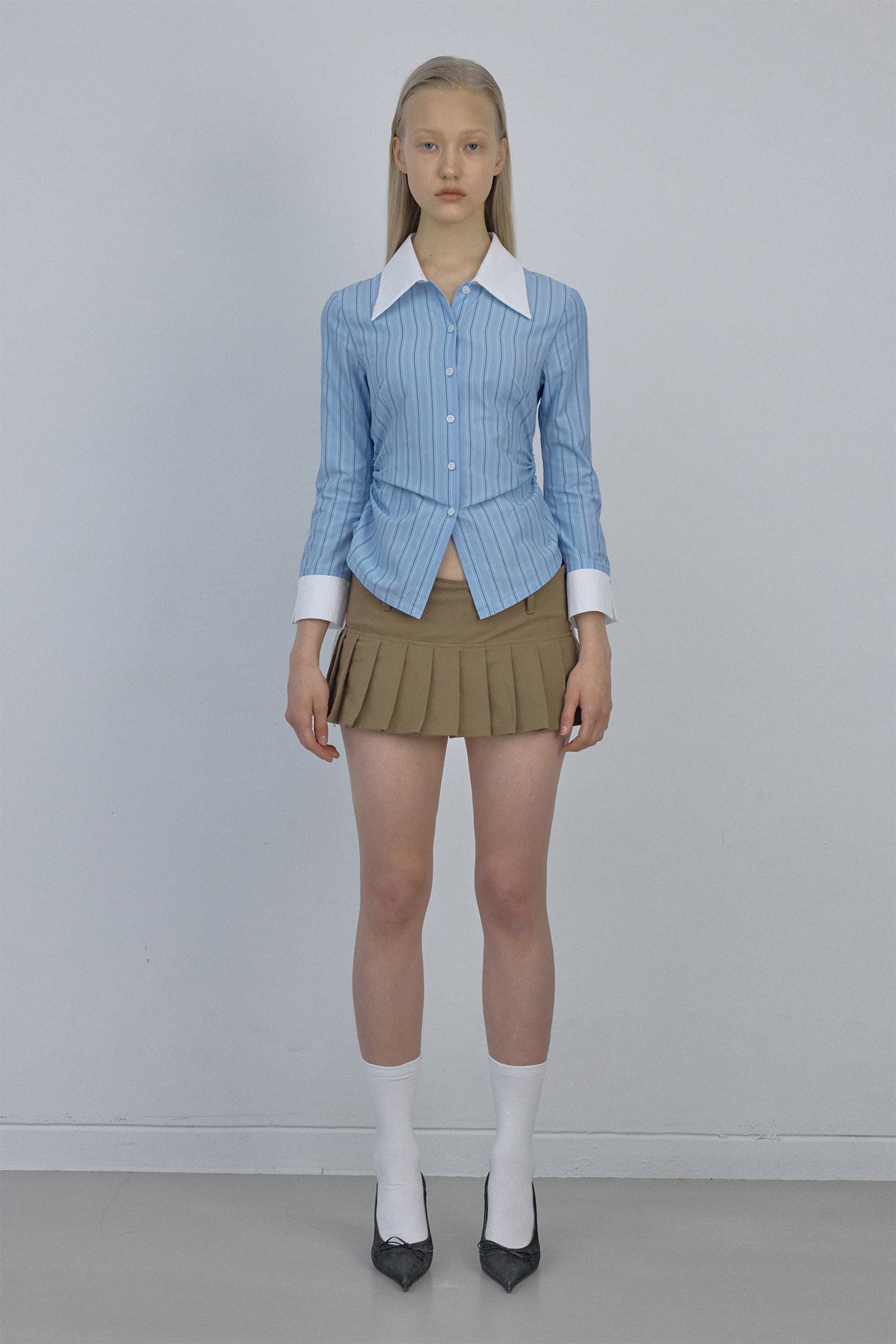 Shoelace Shirring Shirt Classic Blue