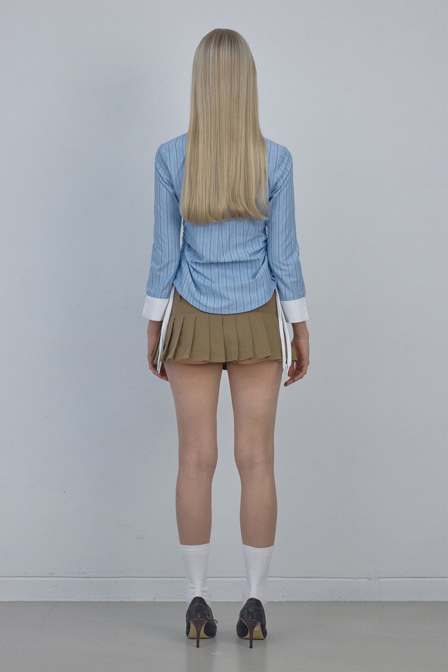 Shoelace Shirring Shirt Classic Blue