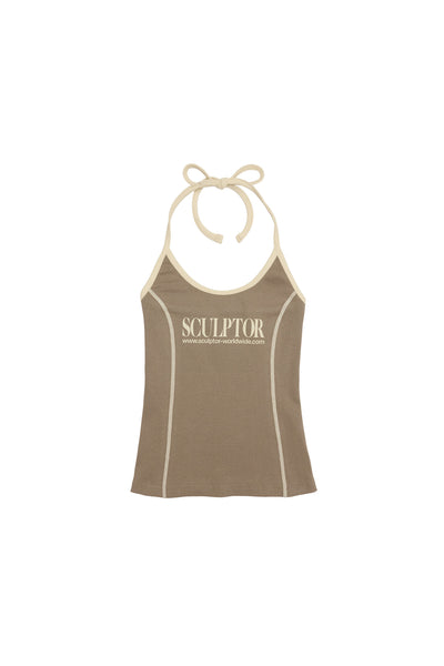 ★SCULPTOR★ Classic Logo Halter Top Mocha SC23S258BR Classic Logo Halter Top Mocha – Sculptor
