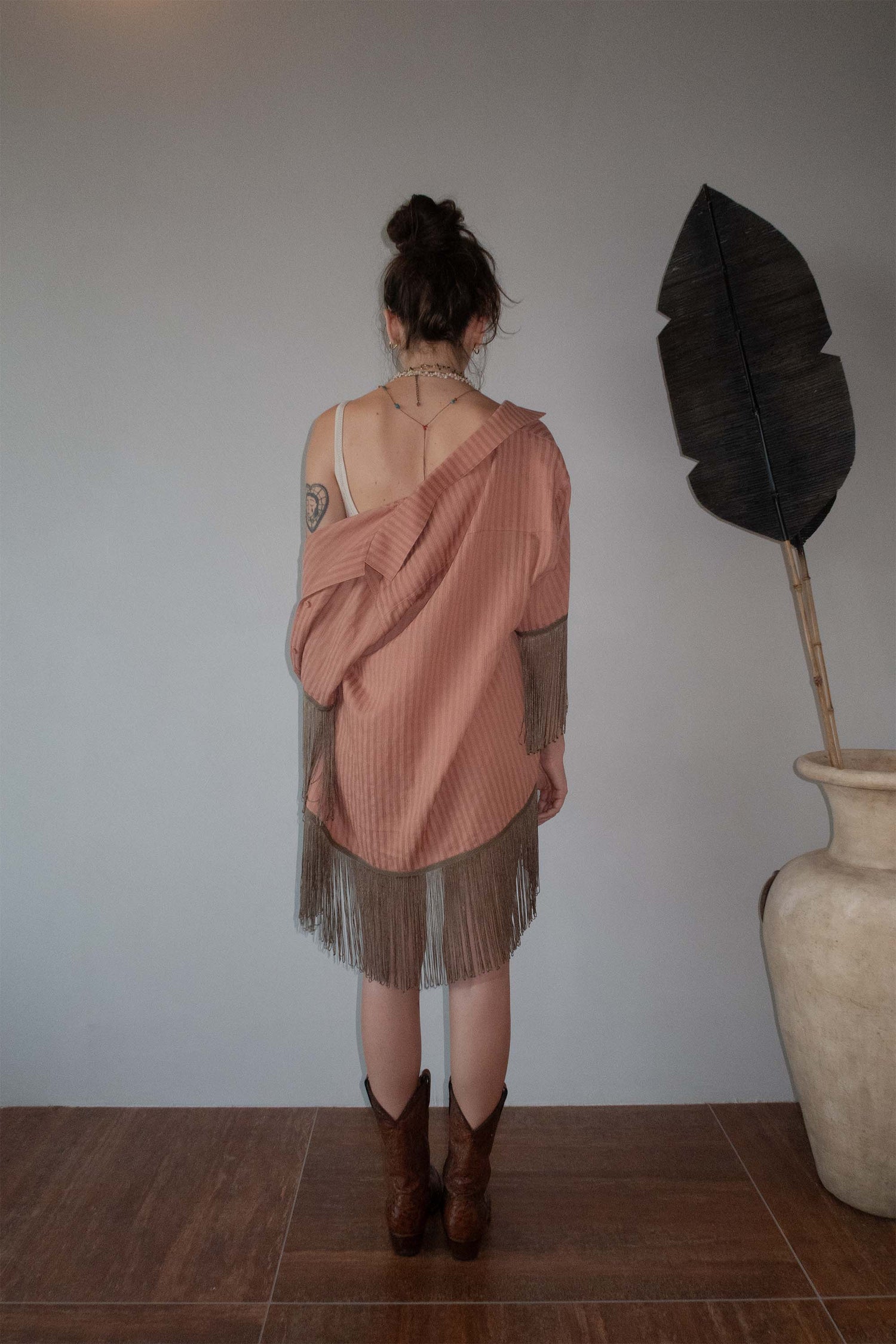 Boho Hawaiian Shirt Brown Stripe