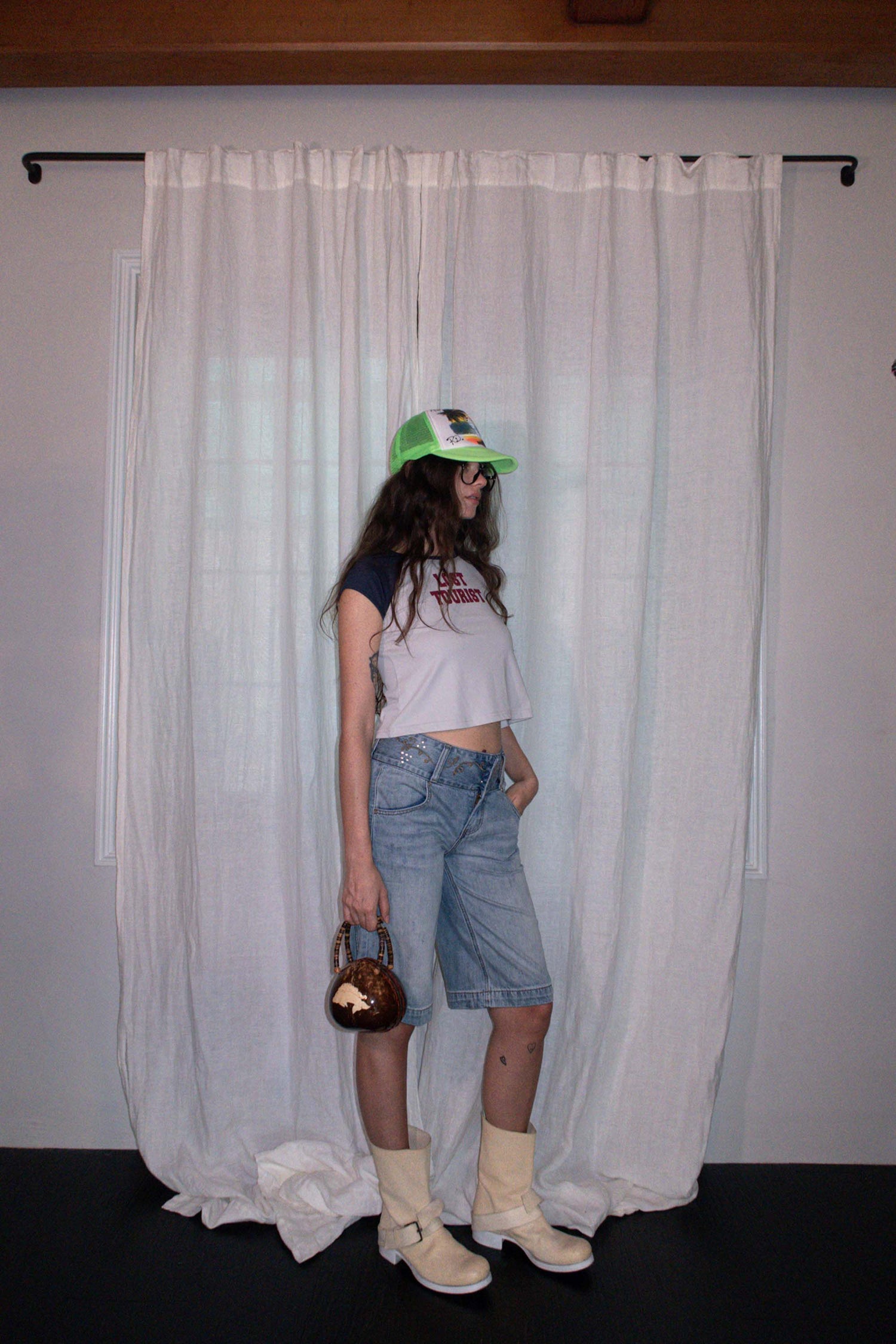 Vine Half Denim Pants Ice Blue