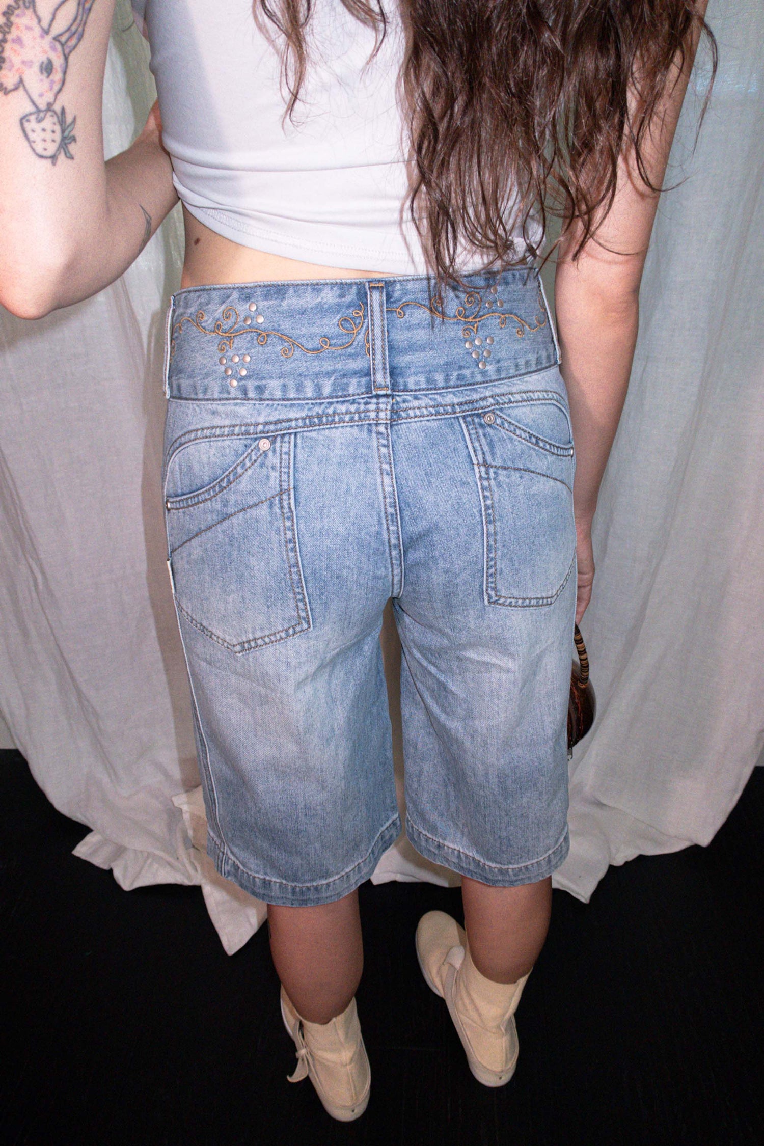 Vine Half Denim Pants Ice Blue
