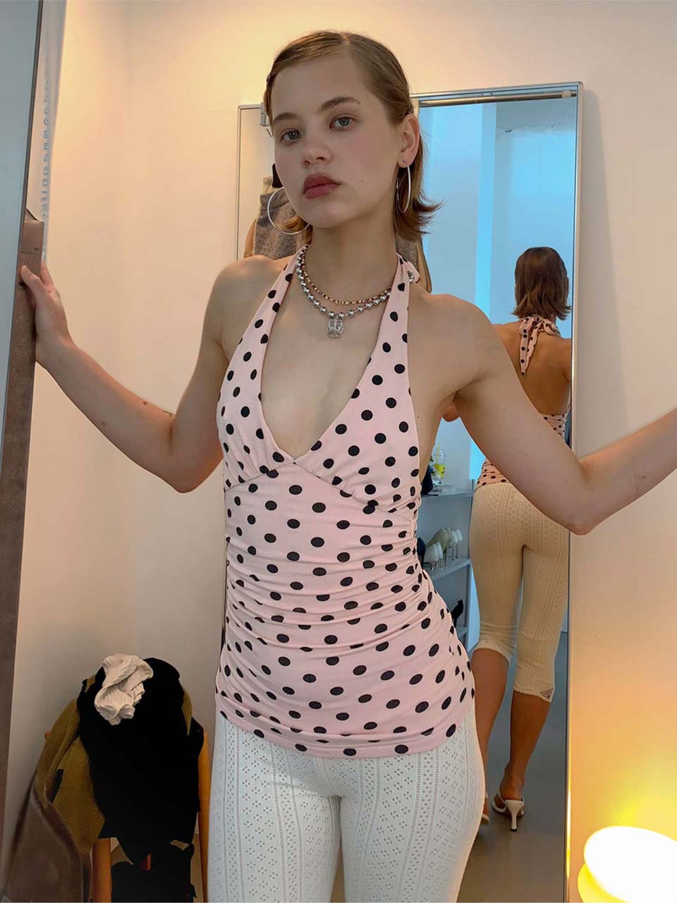 Dot Halter Top Pink