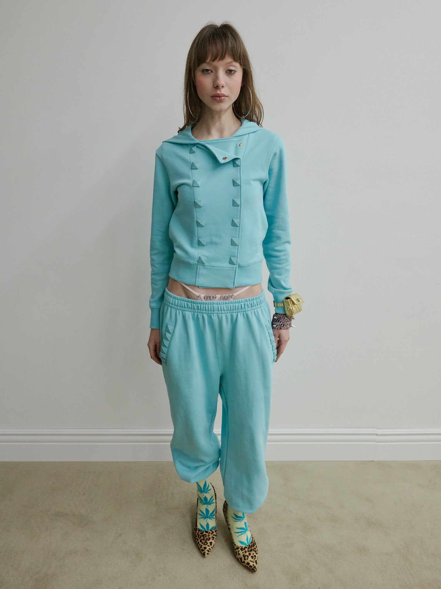 Napoleon Stud Hoodie Acid Blue