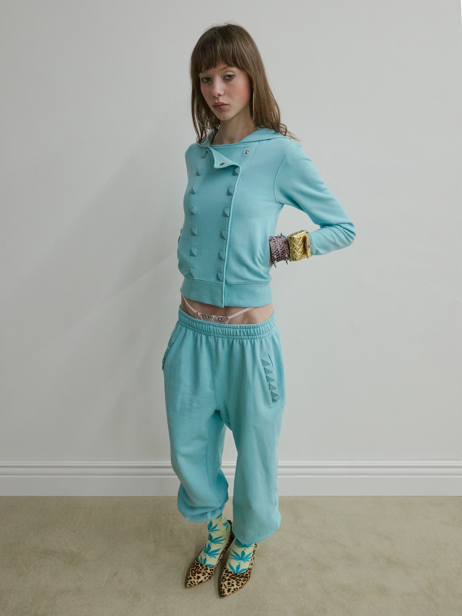 Napoleon Stud Hoodie Acid Blue