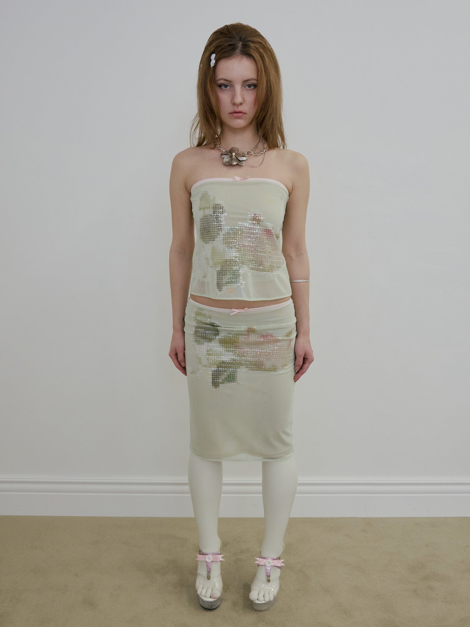 Censored Lotus Midi Skirt Apple