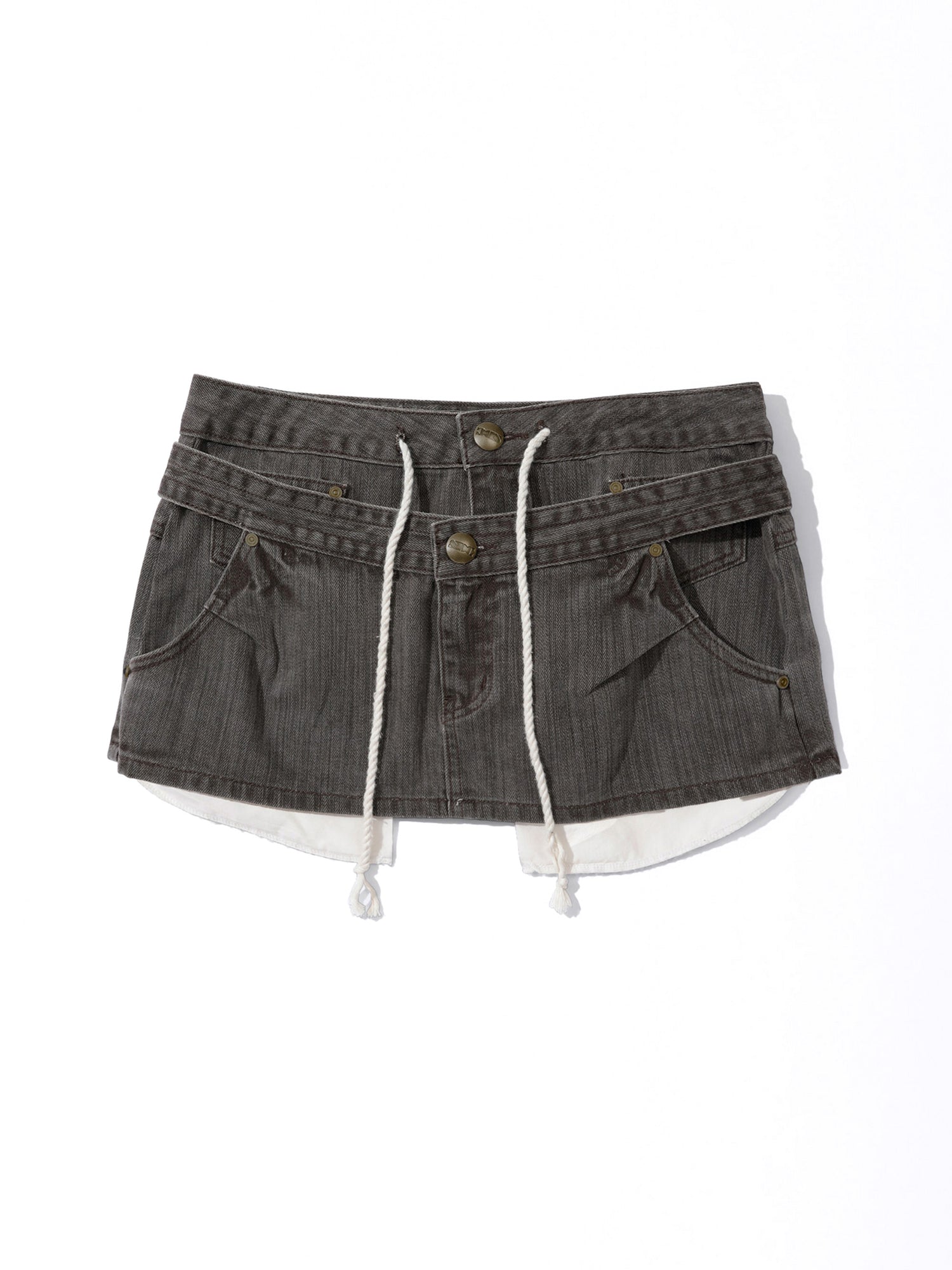 Apron Layered Mini Skirt Charcoal