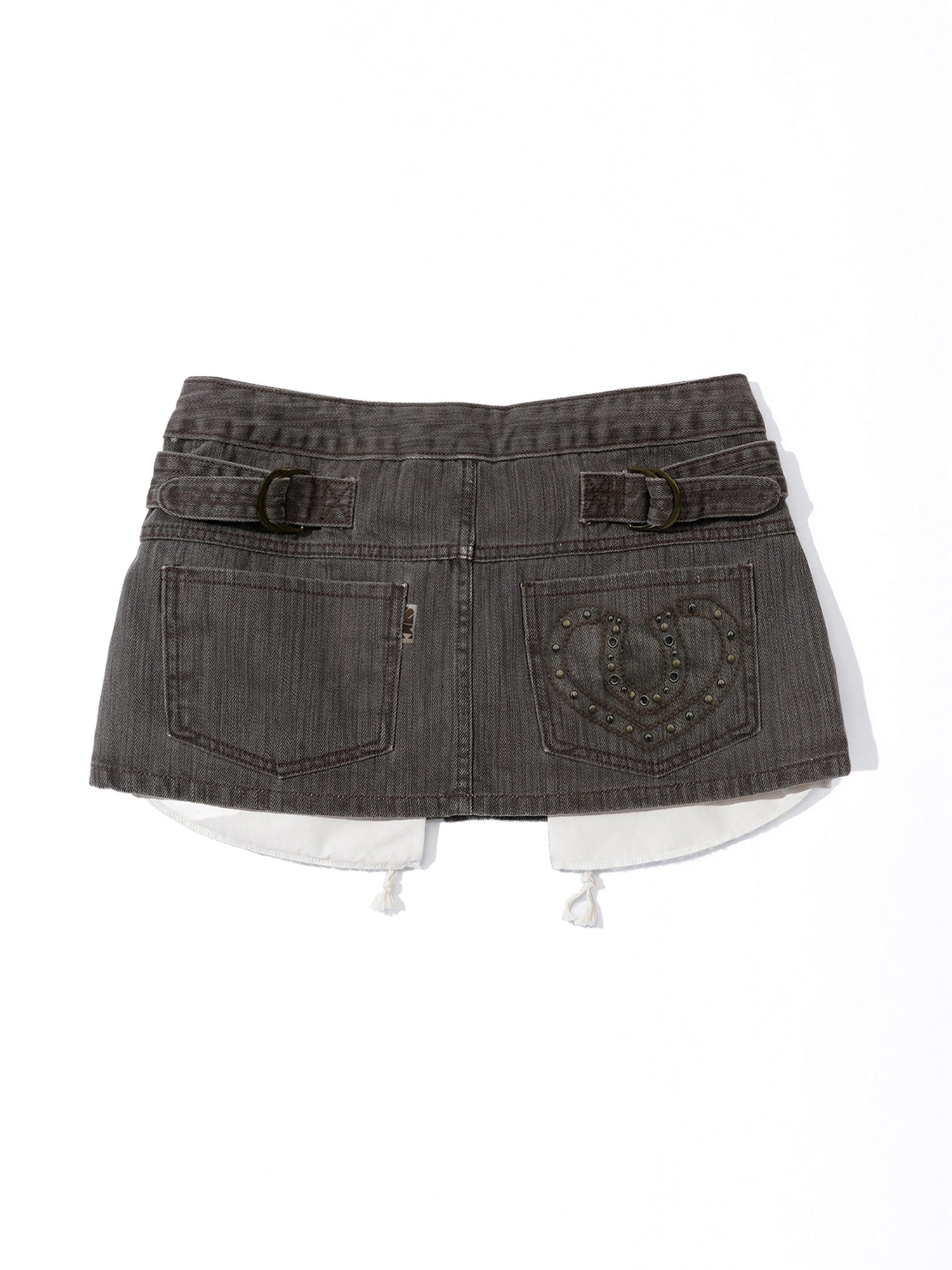 Apron Layered Mini Skirt Charcoal