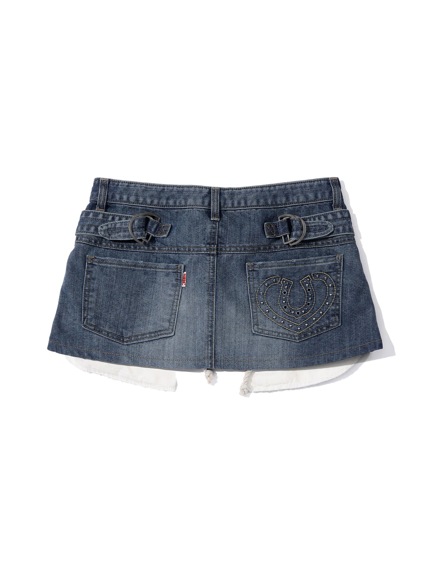 Apron Layered Mini Skirt Mid Blue