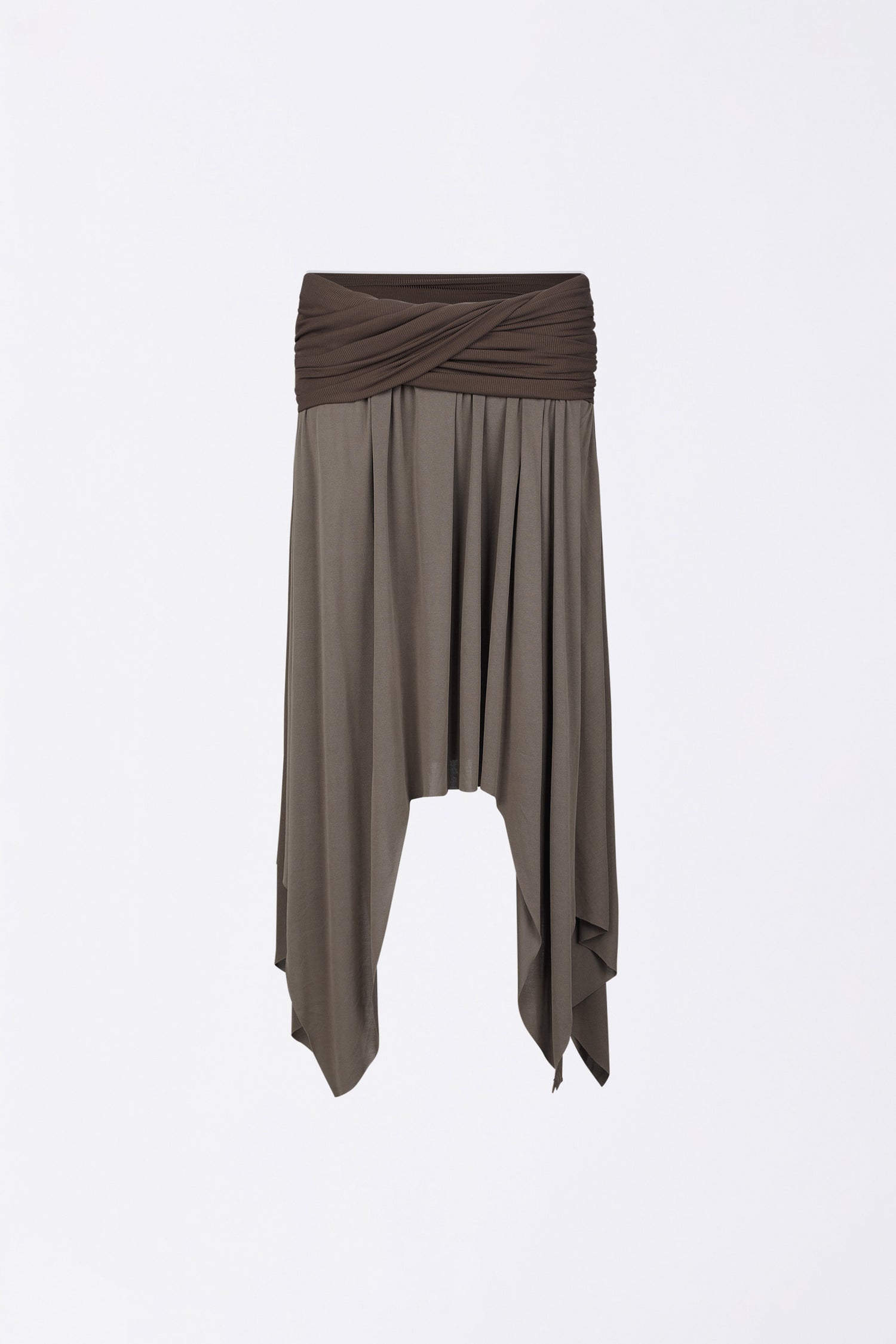 Draping Unbalance Skirt Ash Brown