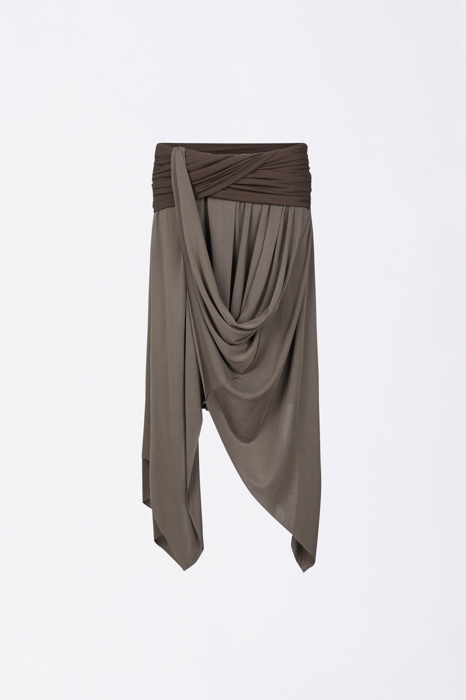 Draping Unbalance Skirt Ash Brown