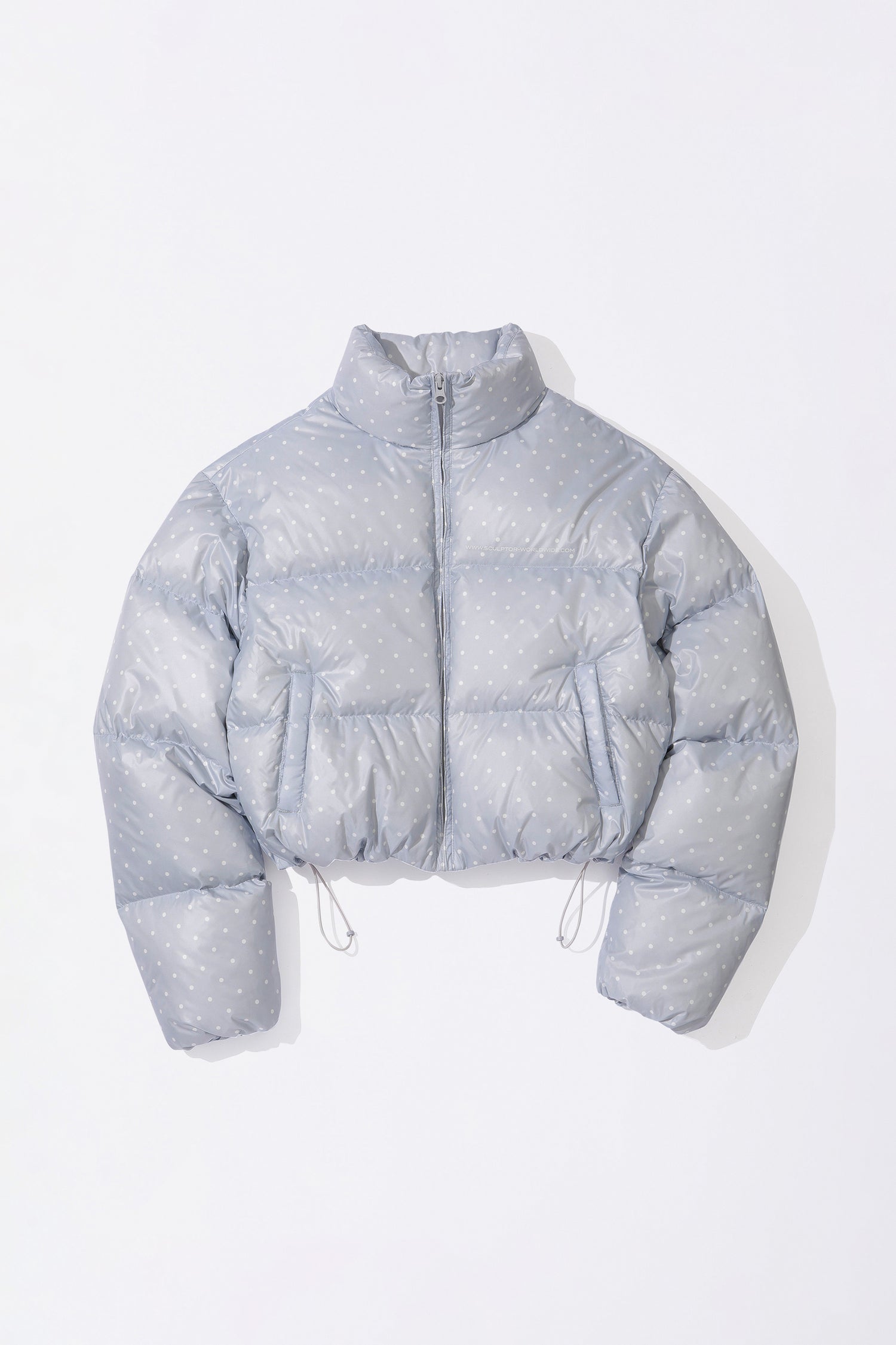 Polka Cropped Puffer Down Baby Blue