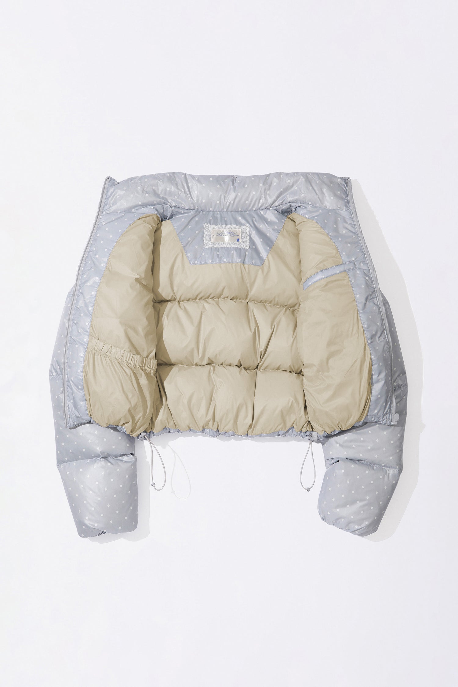 Polka Cropped Puffer Down Baby Blue