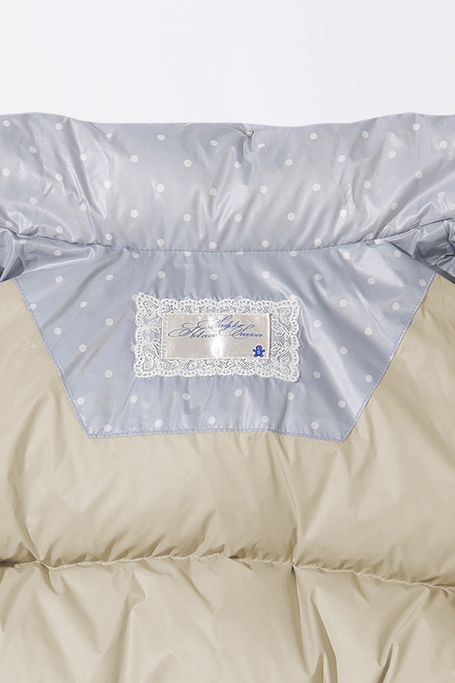 Polka Cropped Puffer Down Baby Blue