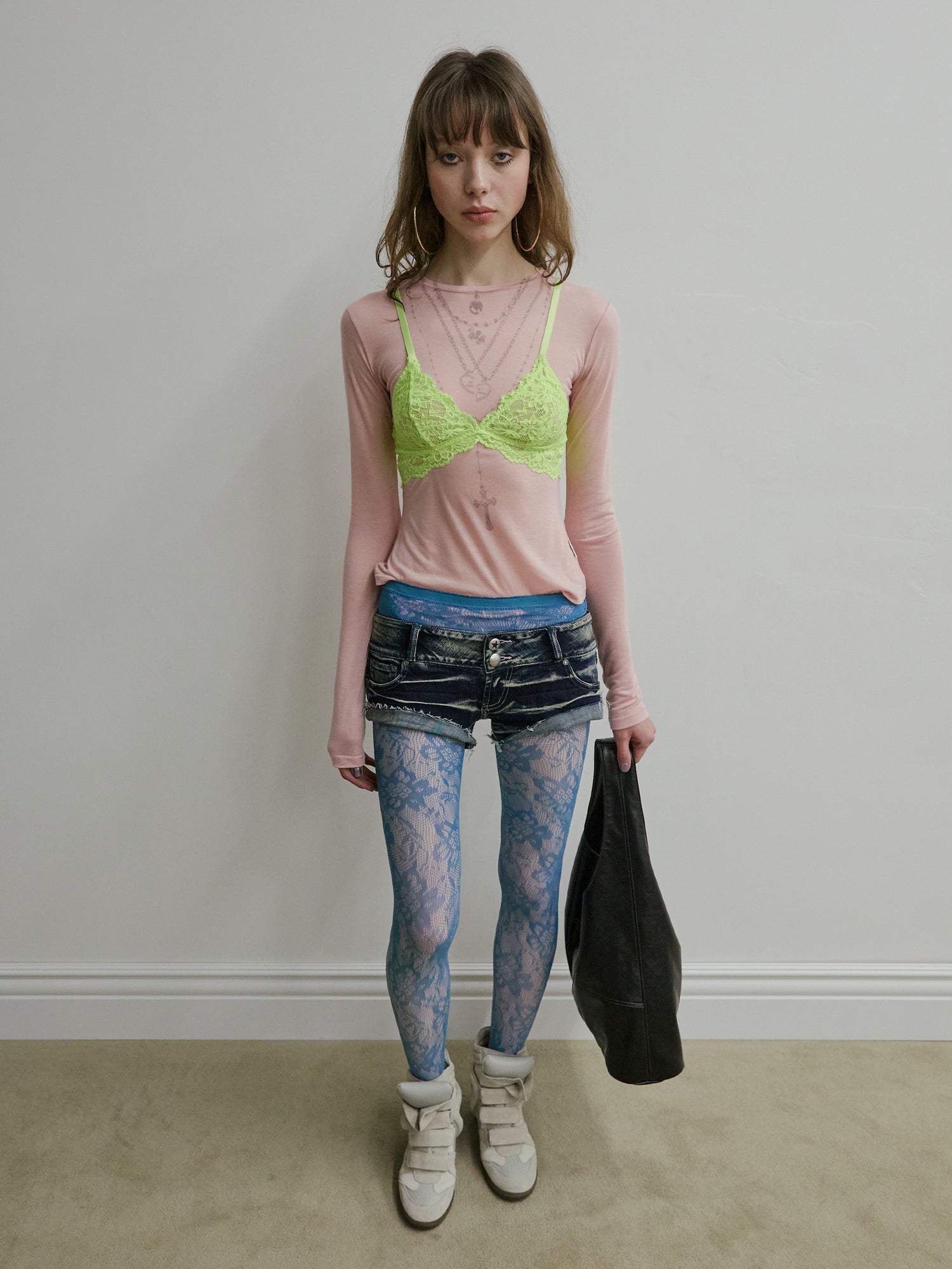 Faux Necklace Tee Baby Pink