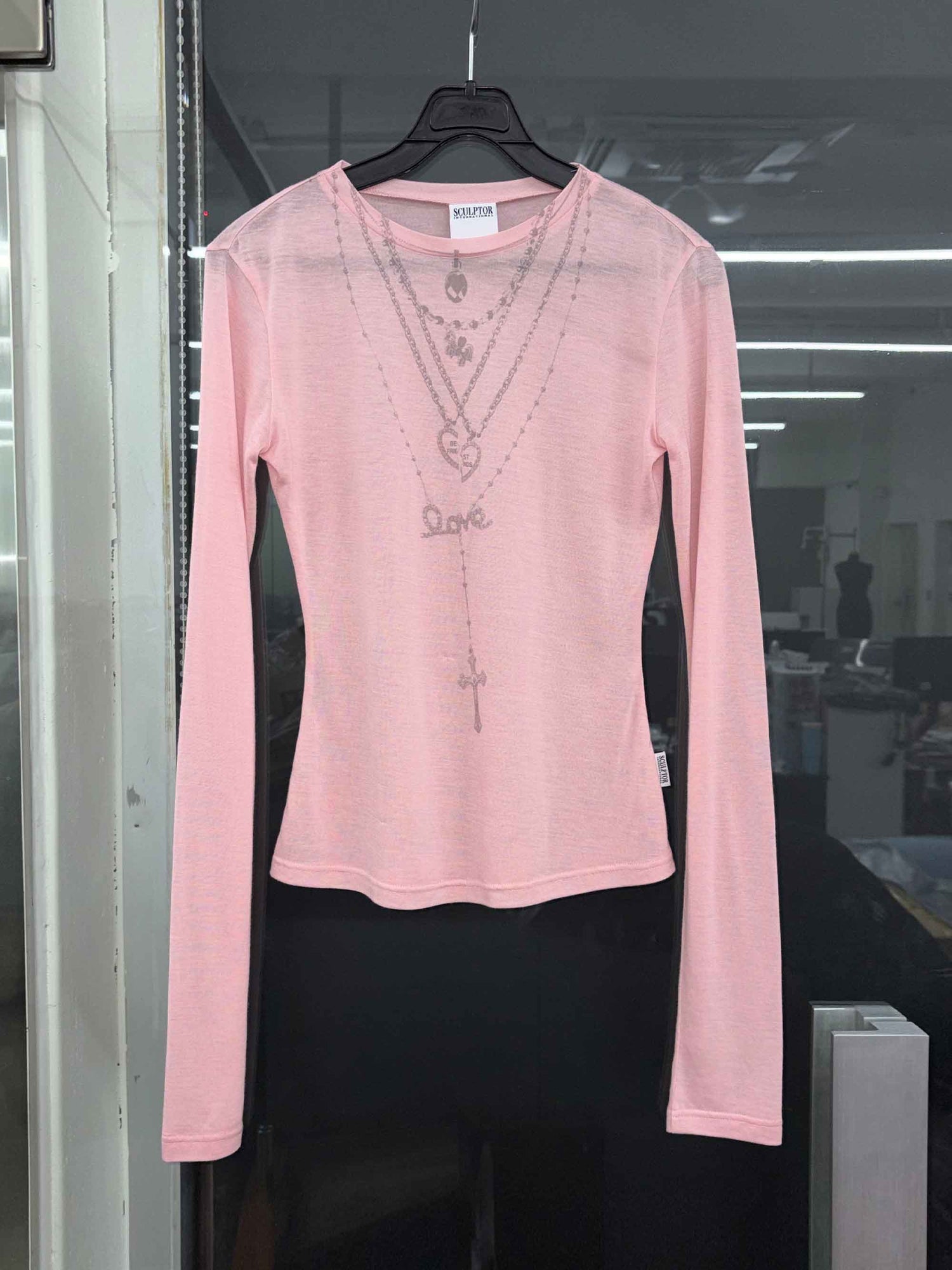 Faux Necklace Tee Baby Pink